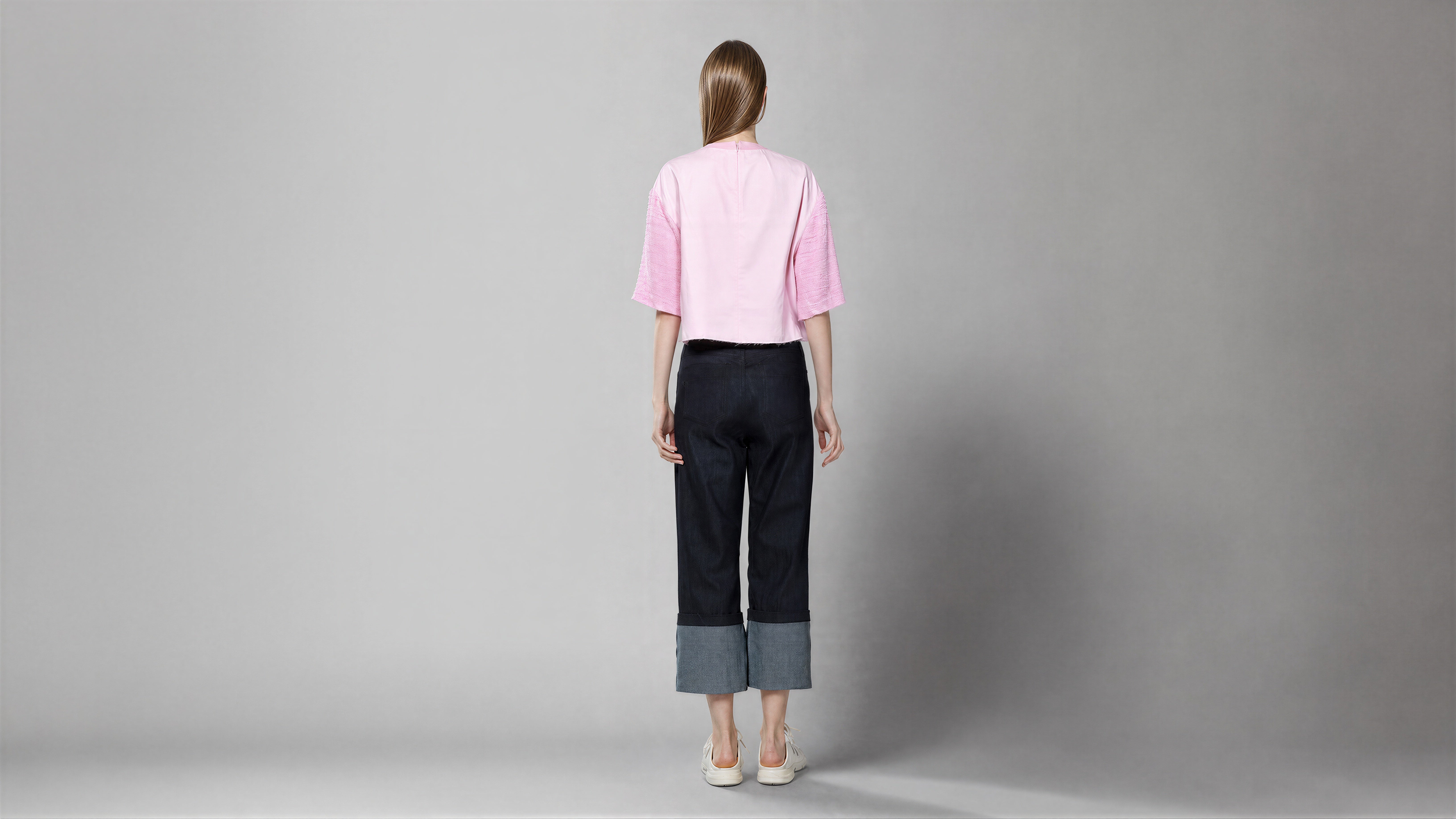 ICE BLUE / STARLIGHT PINK WOOL-BLEND TOP