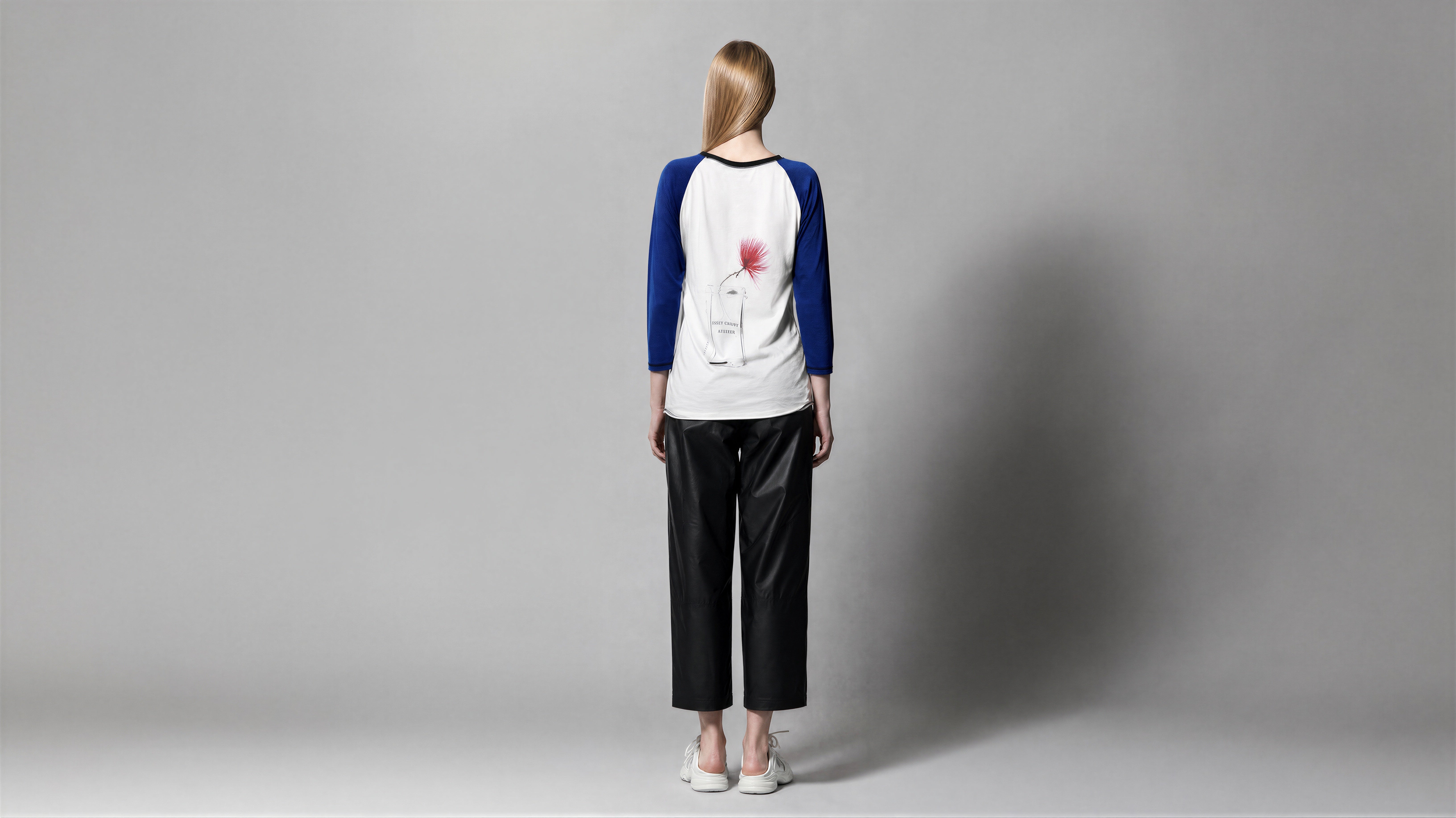 NAVY BLUE / DEEP BURGUNDY 3/4-SLEEVE LONG T-SHIRT