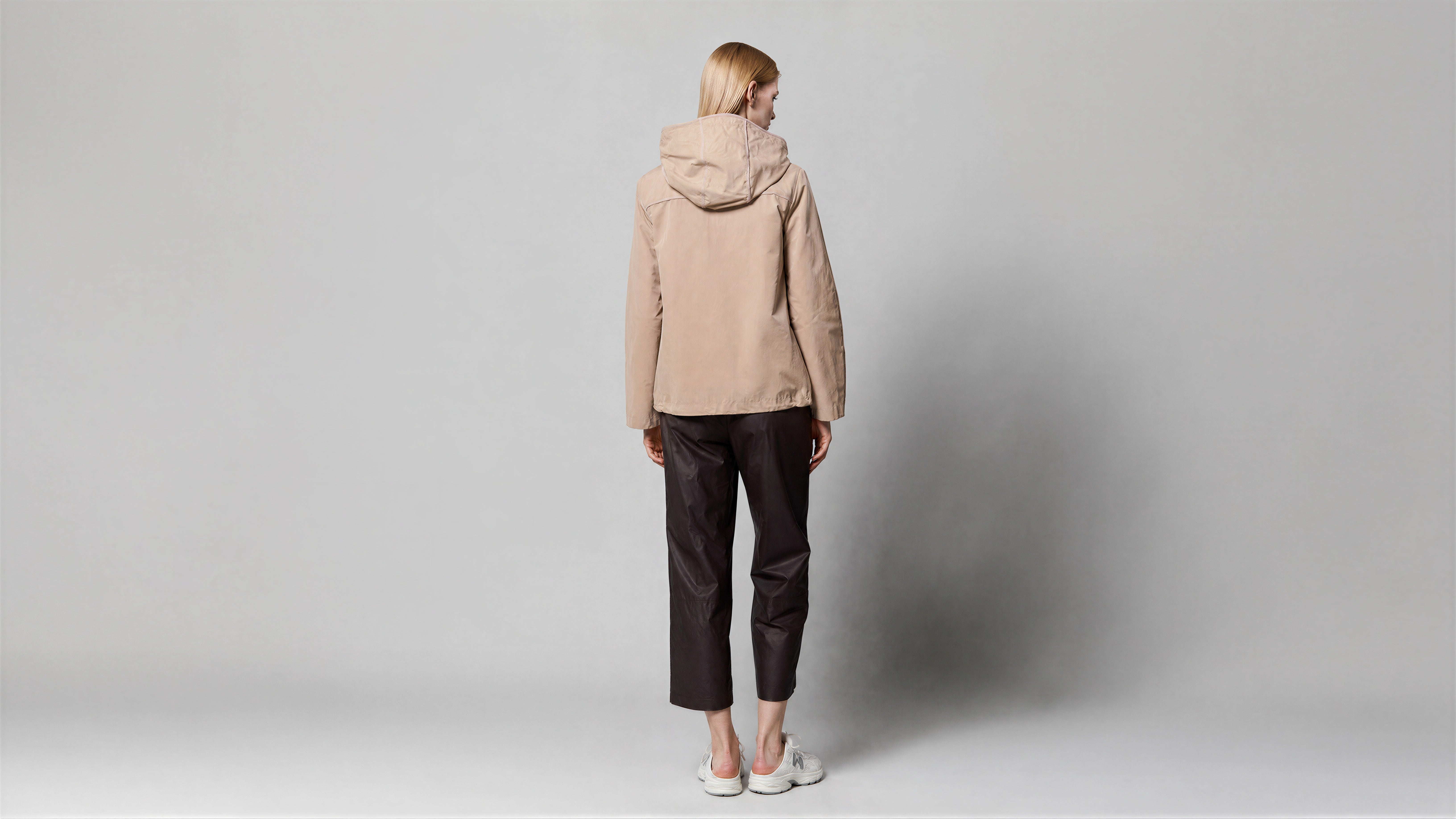 SOFT BLUSH PINK / WARM BEIGE TRENCH CASUAL HOODED JACKET