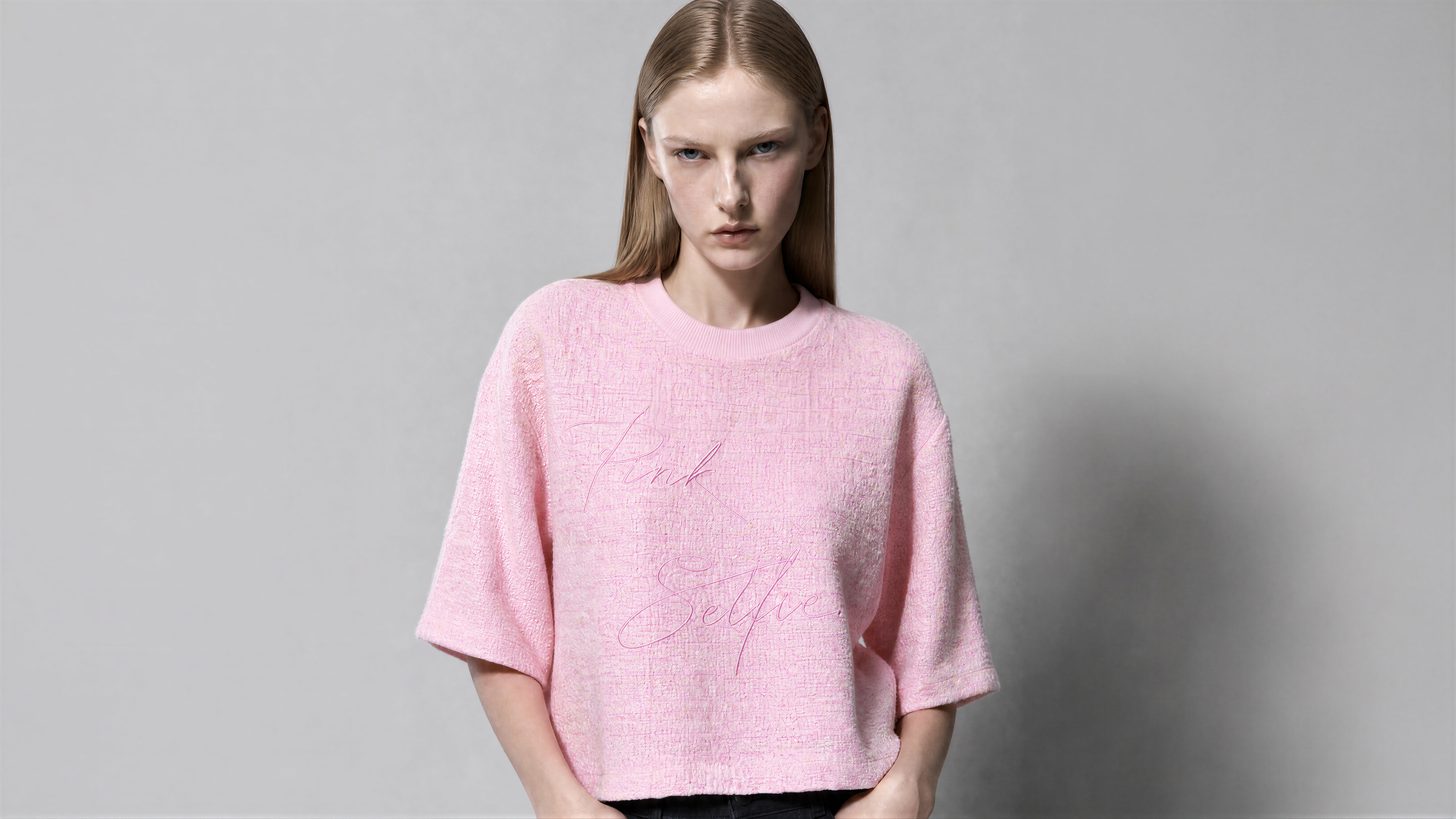 ICE BLUE / STARLIGHT PINK WOOL-BLEND TOP
