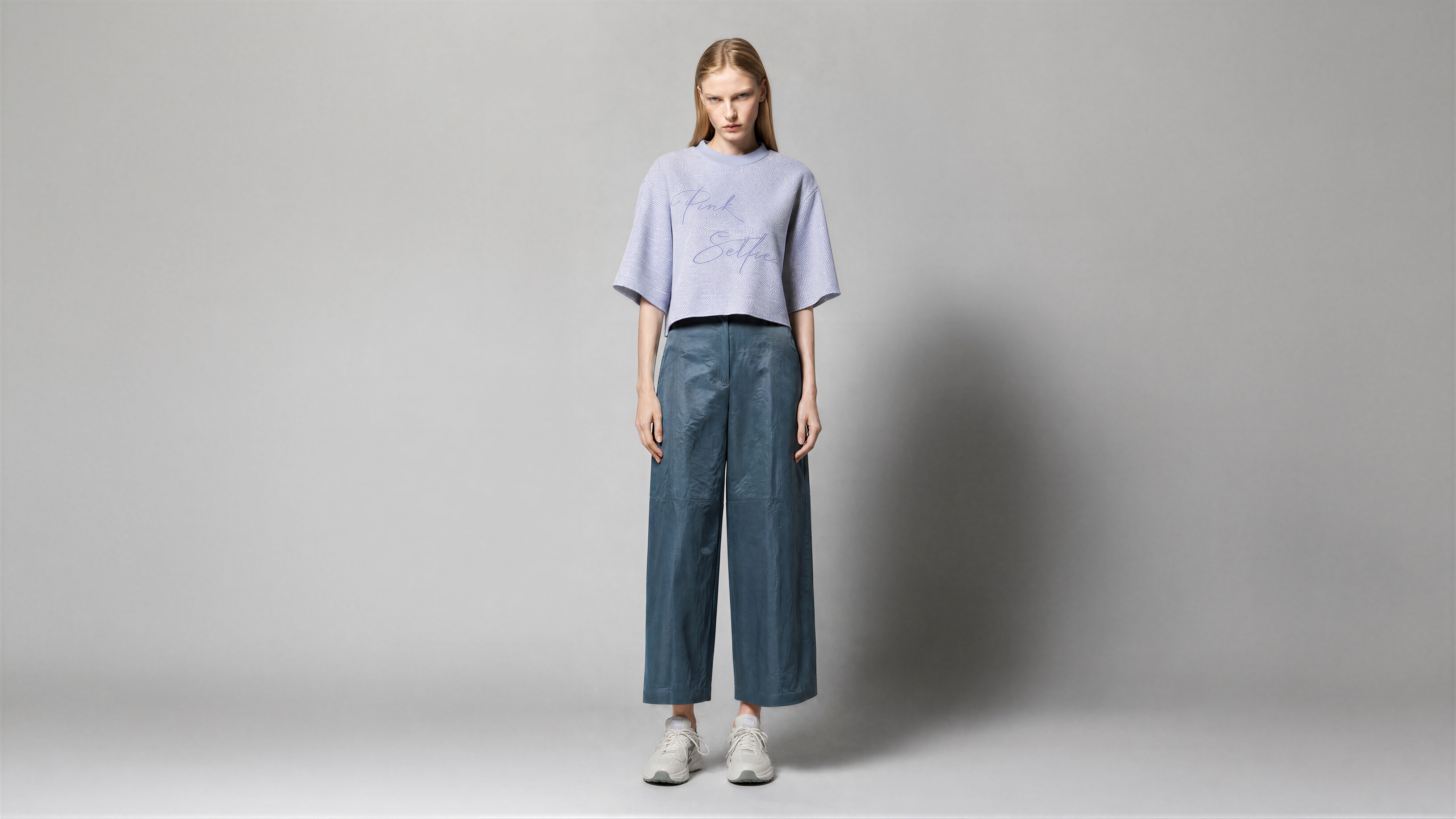 ICE BLUE / STARLIGHT PINK WOOL-BLEND TOP
