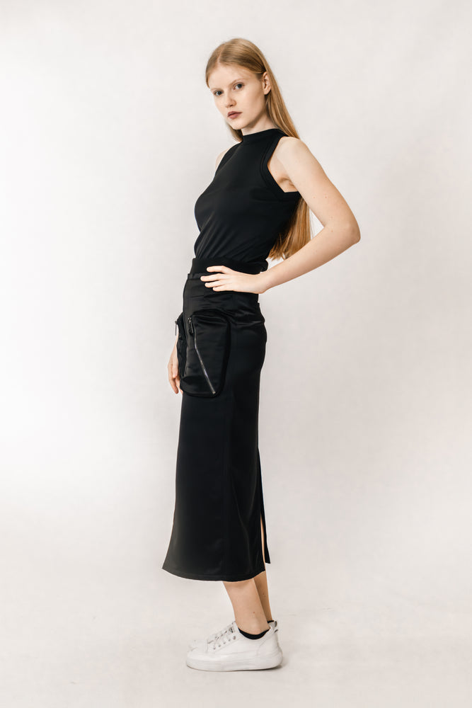 
                  
                    SATIN 3D POCKET MAXI SKIRT
                  
                