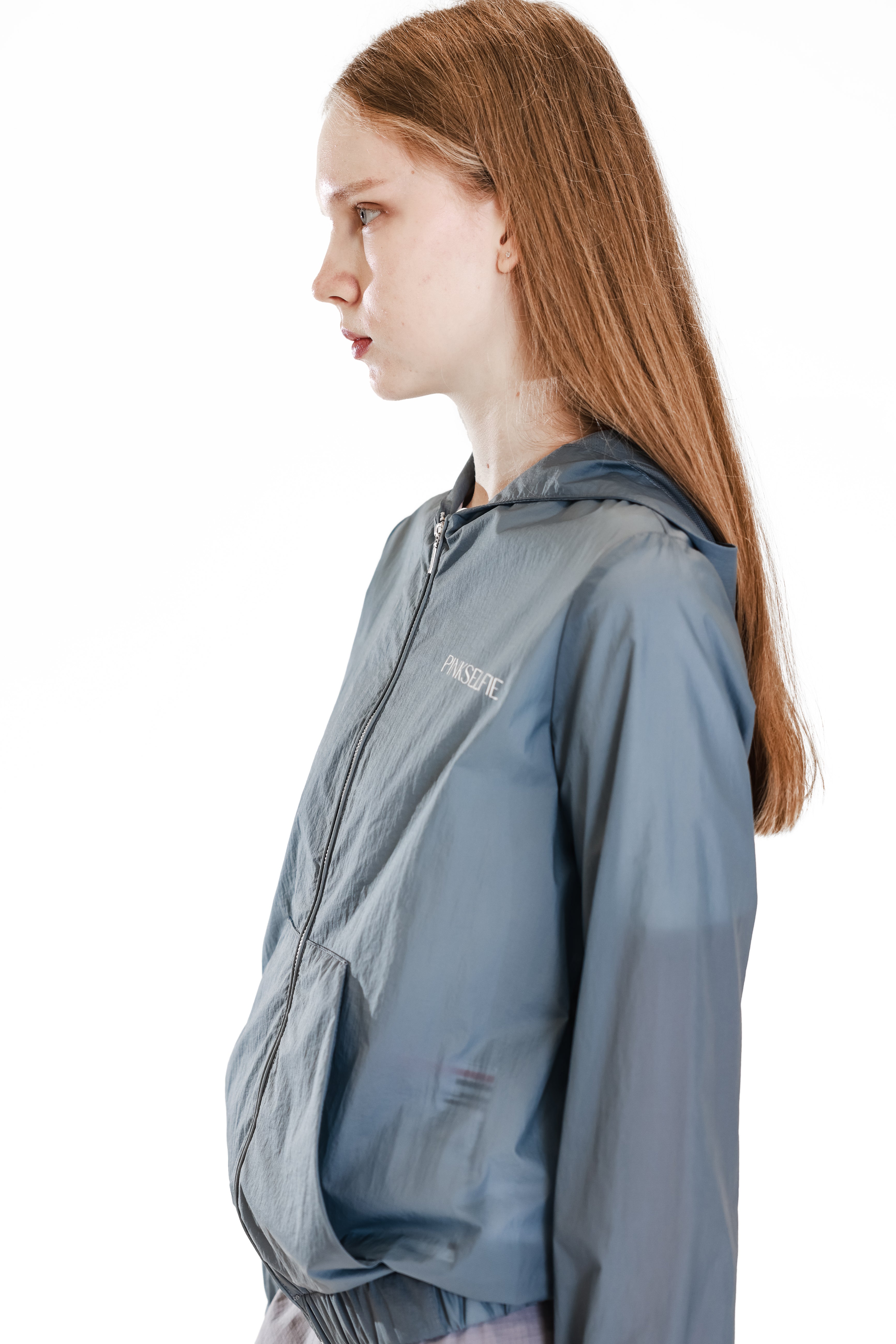 LIGHT KHAKI/BLUE HOODED TRENCH COAT