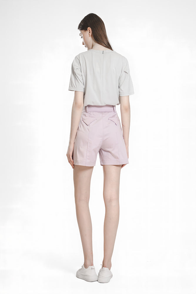 
                  
                    MISTY DEW GRAY/BALLETS PINK PLEATED SLEEVE T-SHIRT
                  
                