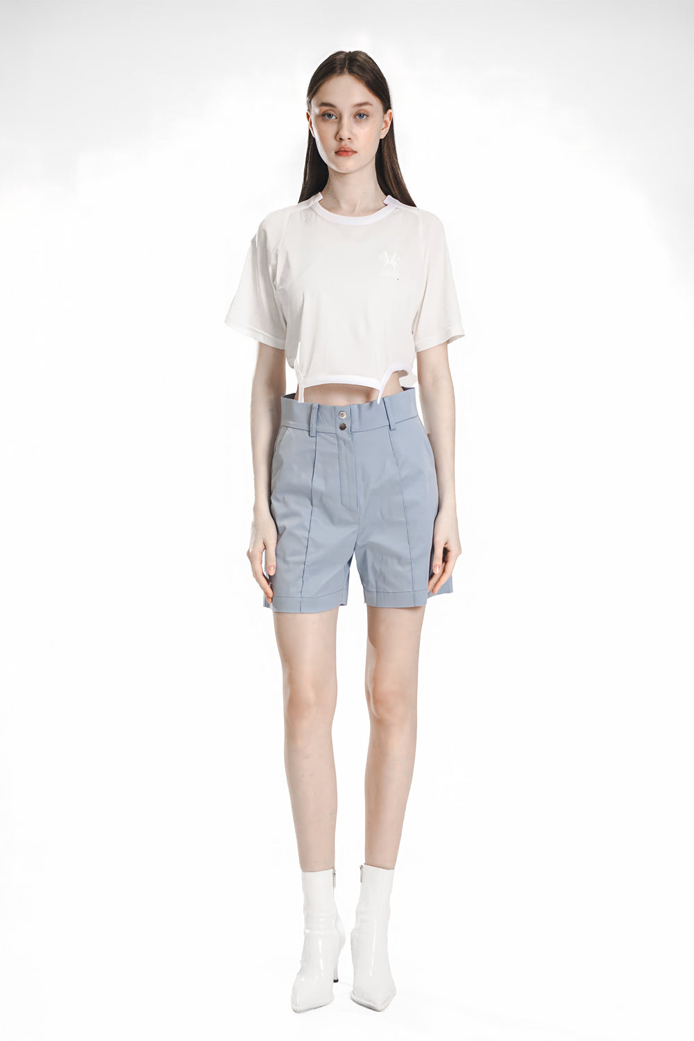 MIST BLUE / ORCHID ICE PURPLE HIGH-WAIST SHORTS