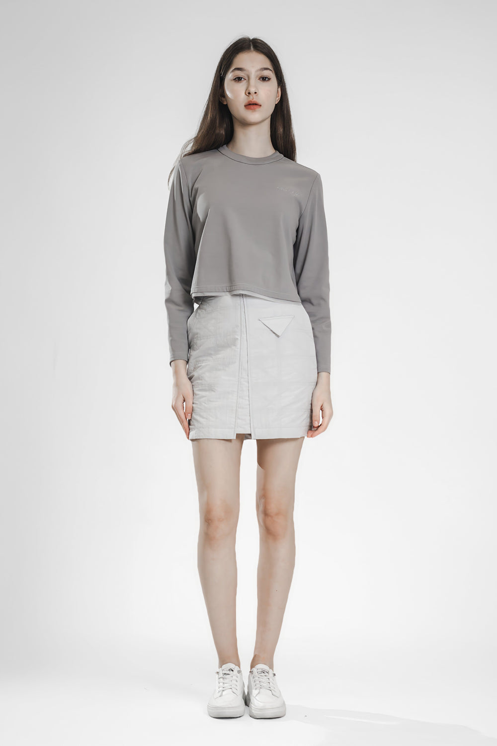 MOONLIGHT GRAY SLIM-FIT SKIRT