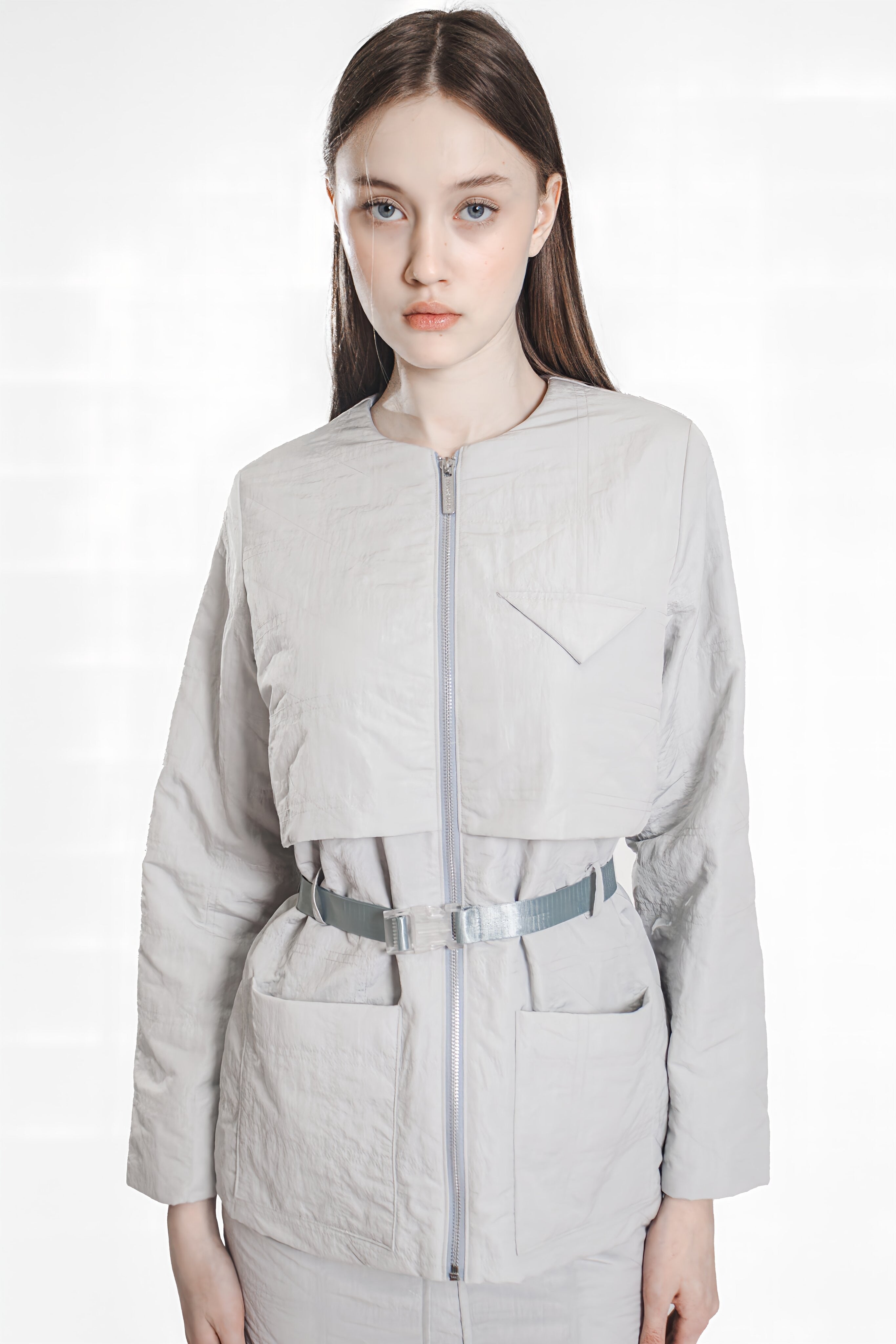 MOONLIGHT GRAY / SUPERNATURAL PINK QUILTED MID-LENGTH JACKET