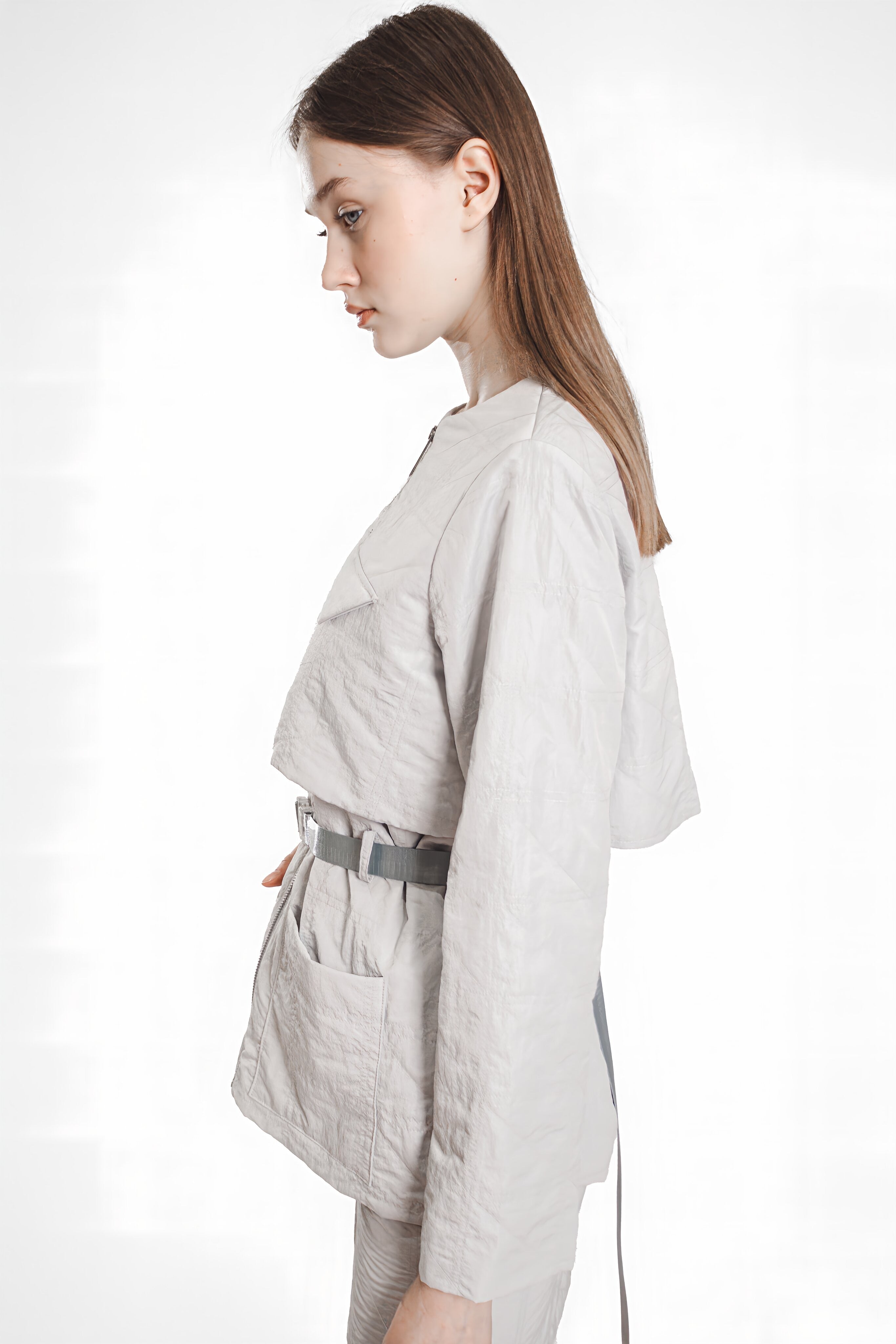 MOONLIGHT GRAY / SUPERNATURAL PINK QUILTED MID-LENGTH JACKET