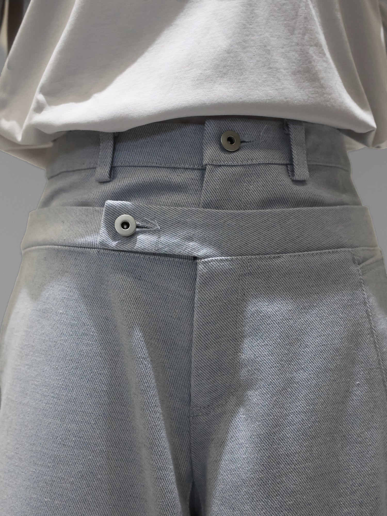 ICY SKY BLUE DOUBLE-WAIST DENIM WIDE-LEG PANTS