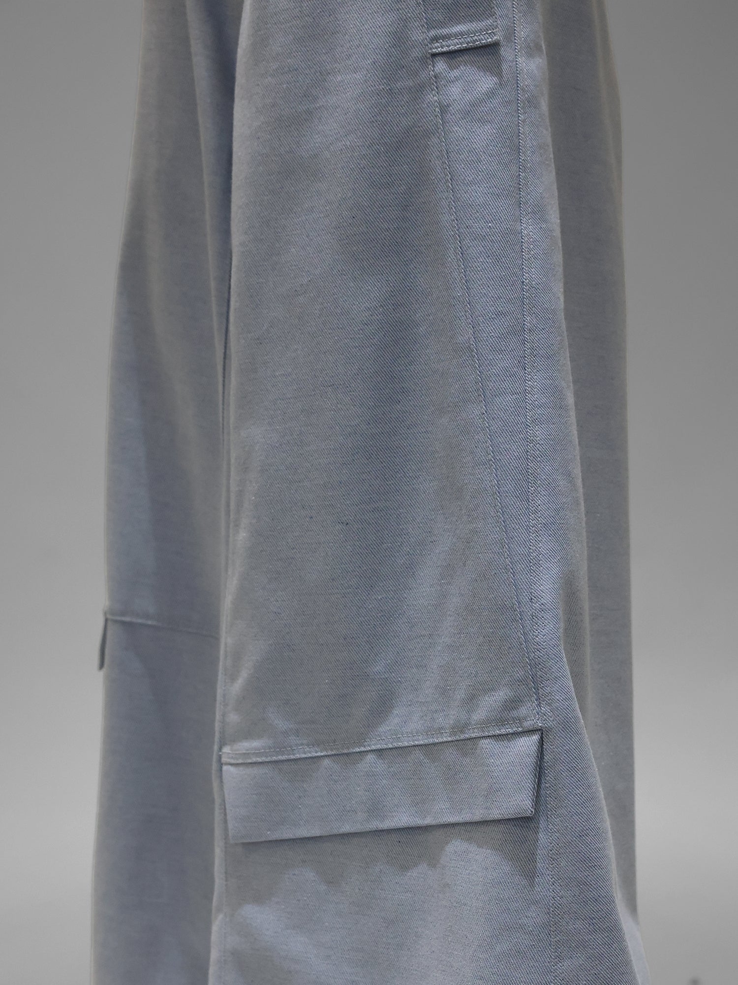 ICY SKY BLUE DOUBLE-WAIST DENIM WIDE-LEG PANTS