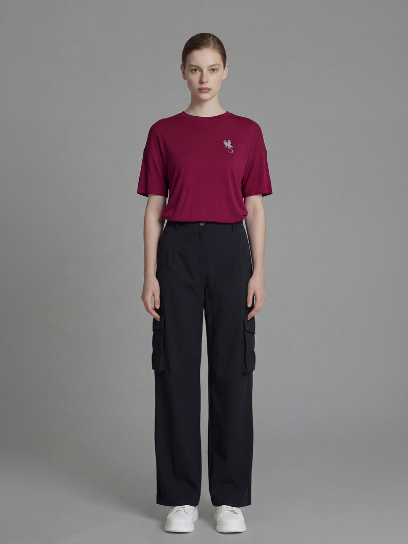 CLASSIC BLACK / STARRY WHITE TRENCH UTILITY STRAIGHT-LEG PANTS