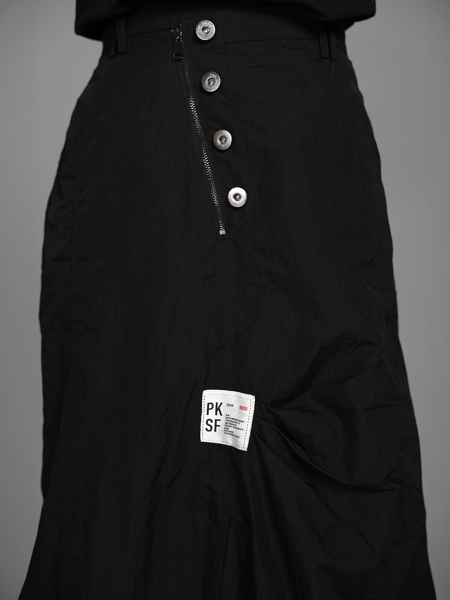CLASSIC BLACK / CLOUD BLUE TRENCH ASYMMETRICAL LONG SKIRT
