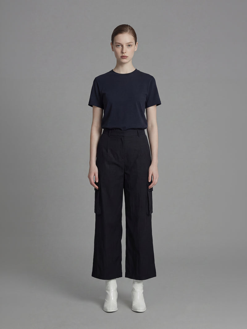 CLASSIC BLACK / STARRY WHITE TRENCH UTILITY STRAIGHT-LEG PANTS