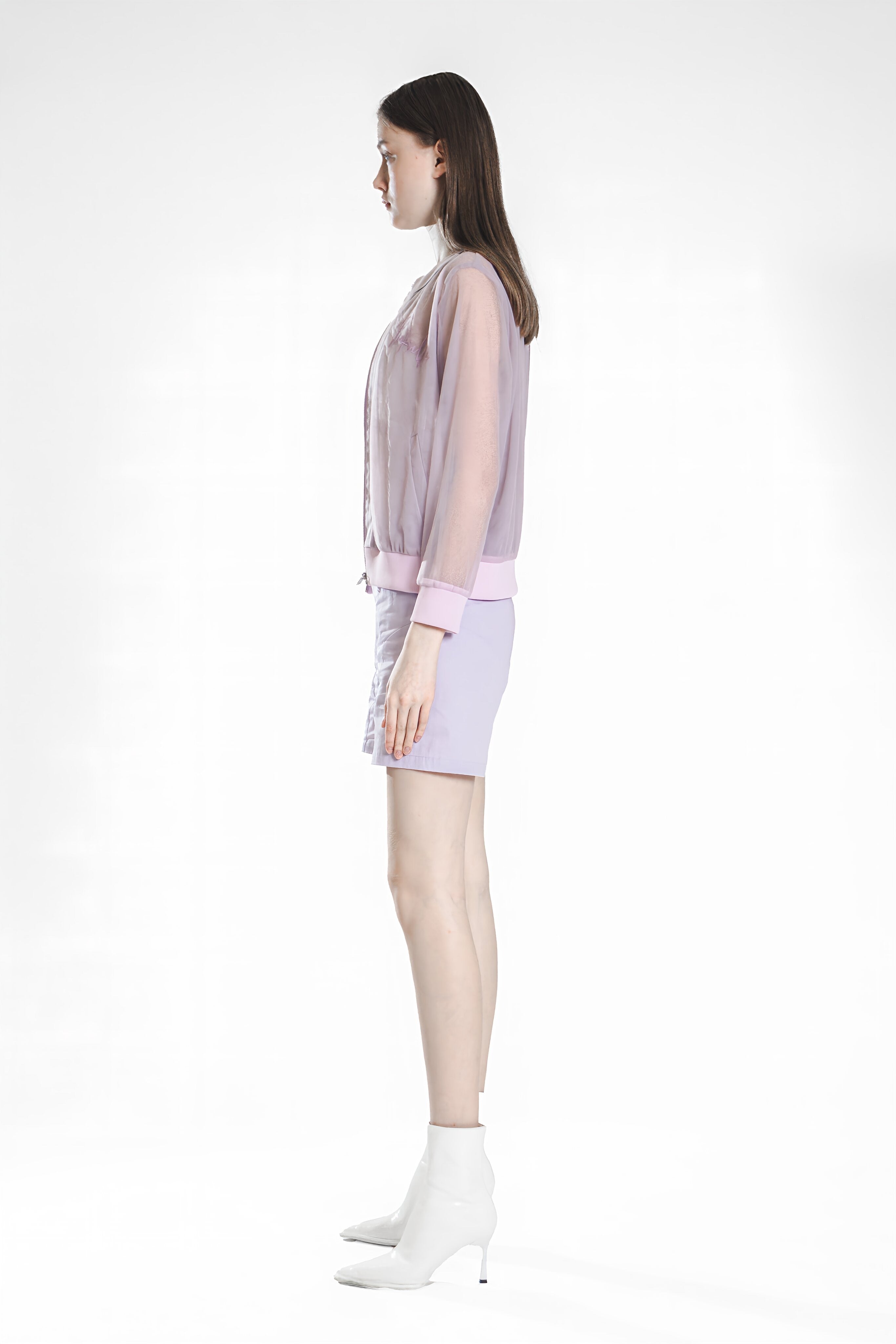 PEACHY ROSY BEIGE / ICE PURPLE CURVED SEAM SHORTS
