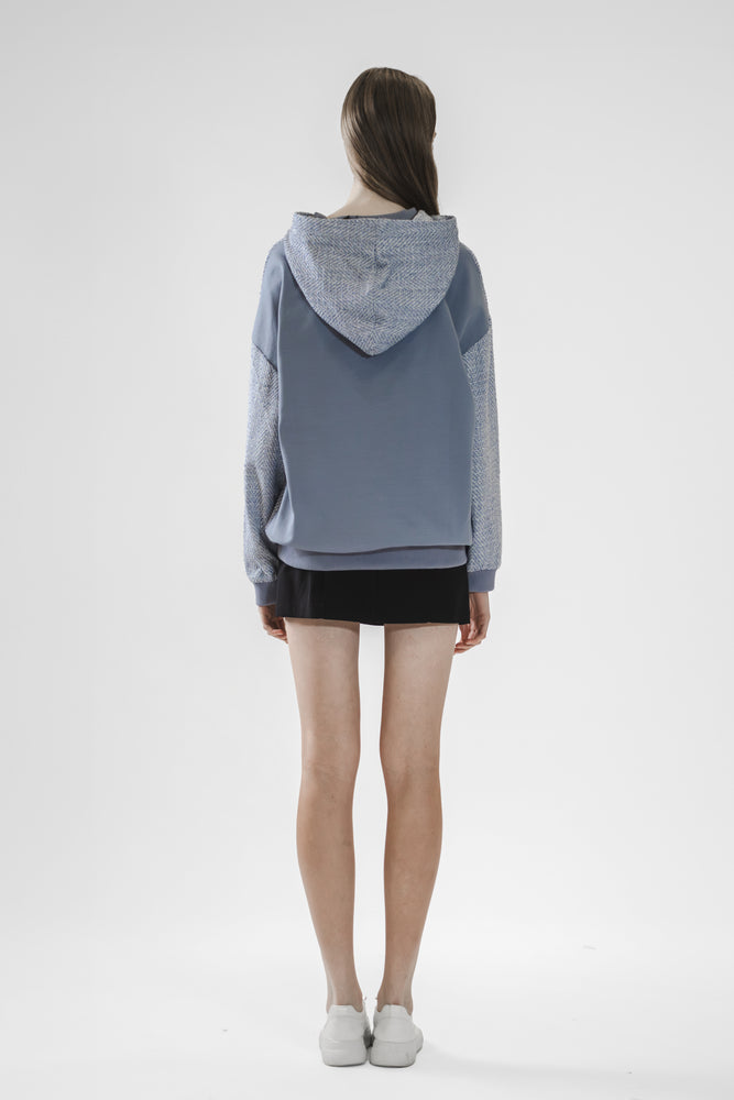 
                  
                    PINK/HAZE BLUE WOOL OVERSIZED LONG HOODIE
                  
                