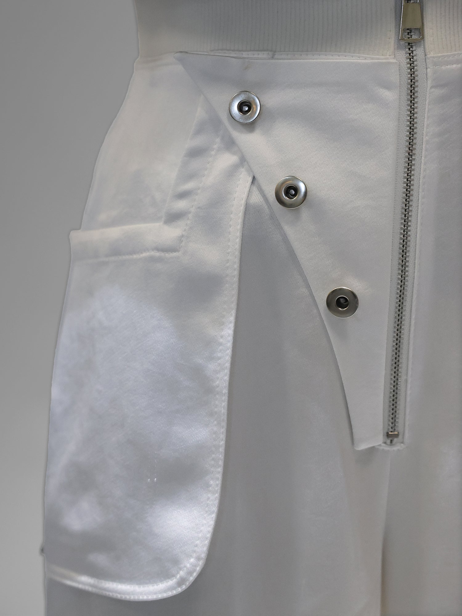STARRY WHITE / MIDNIGHT BLUE SATEEN FUTURISTIC PANTS