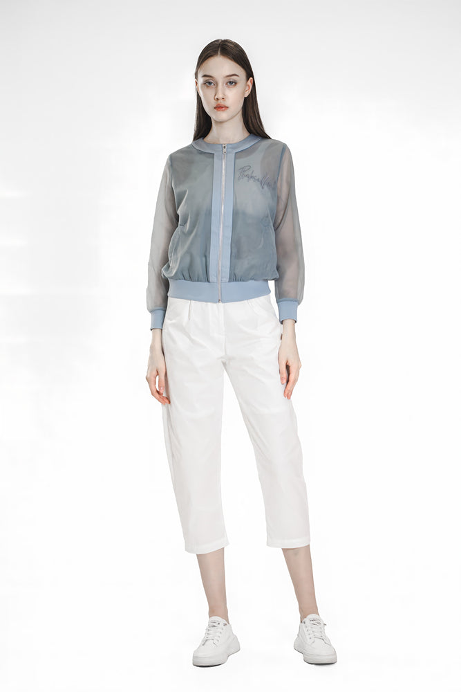 
                  
                    SHEER MESH JACKET IN PURPLE/BLUE TONES
                  
                