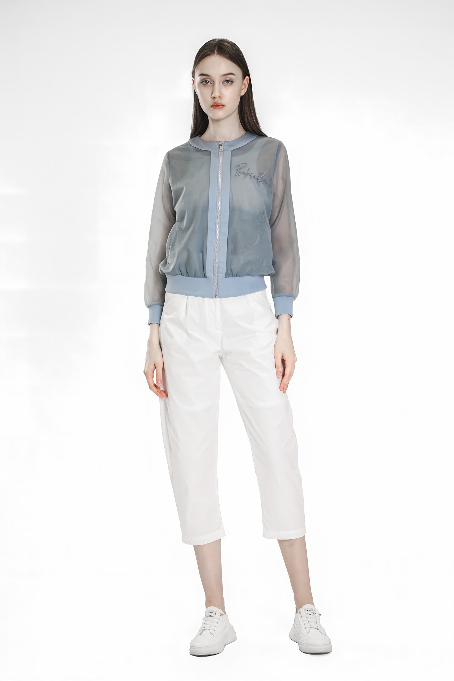
                  
                    SHEER MESH JACKET IN PURPLE/BLUE TONES
                  
                
