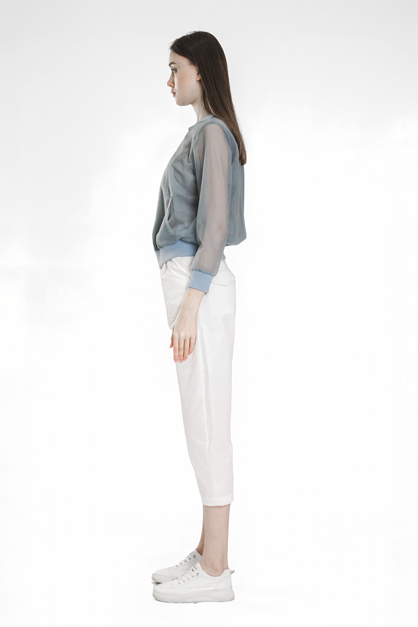 
                  
                    SHEER MESH JACKET IN PURPLE/BLUE TONES
                  
                