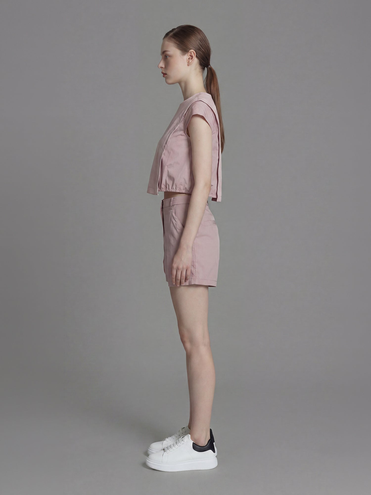 SOFT APRICOT PINK / COOL MIST GREY TRENCH SHORTS