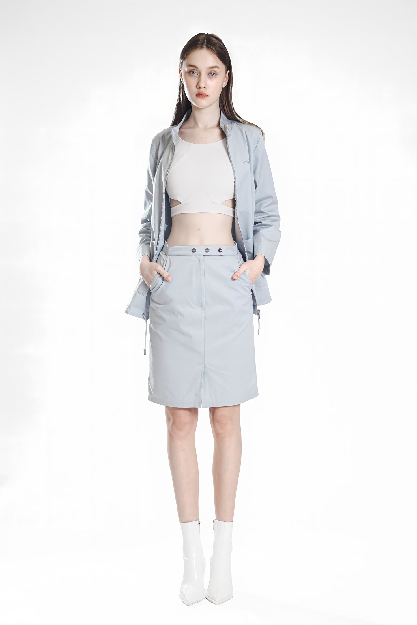 
                  
                    TRANSCENDENT PINK / MOONLIGHT GREY COTTON MID-LENGTH SKIRT
                  
                
