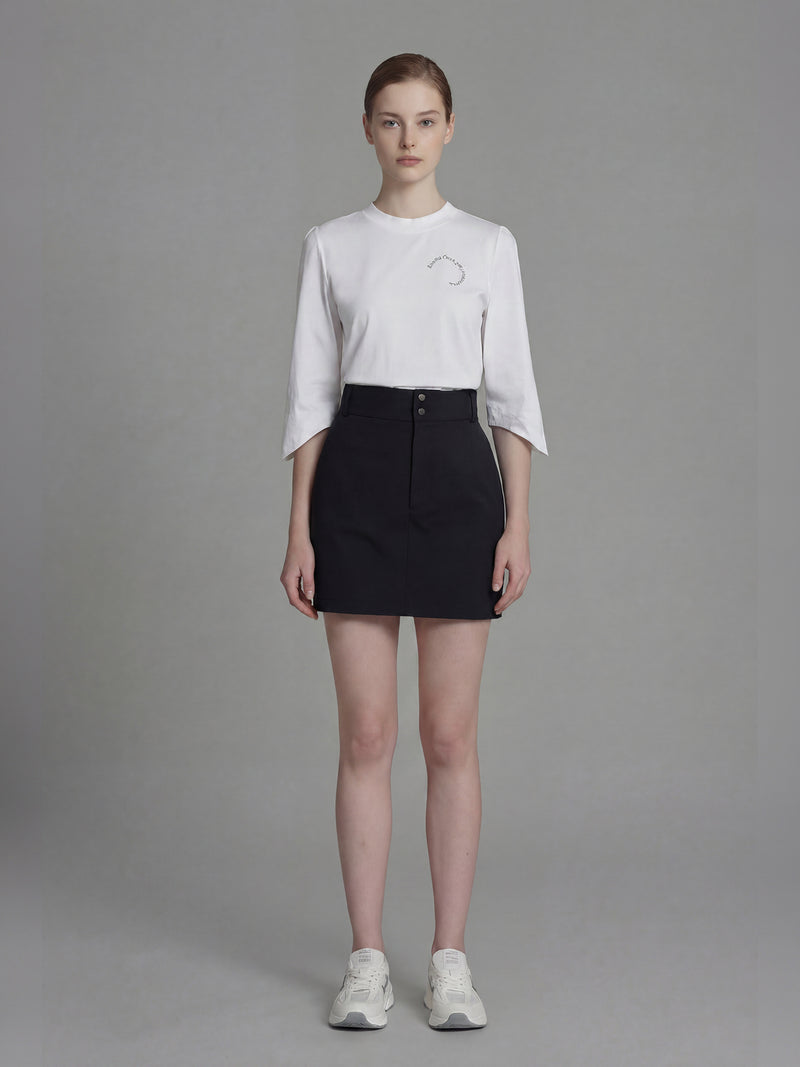 CLASSIC BLACK / STARRY WHITE TRENCH-STYLE STATEMENT MINI SKIRT