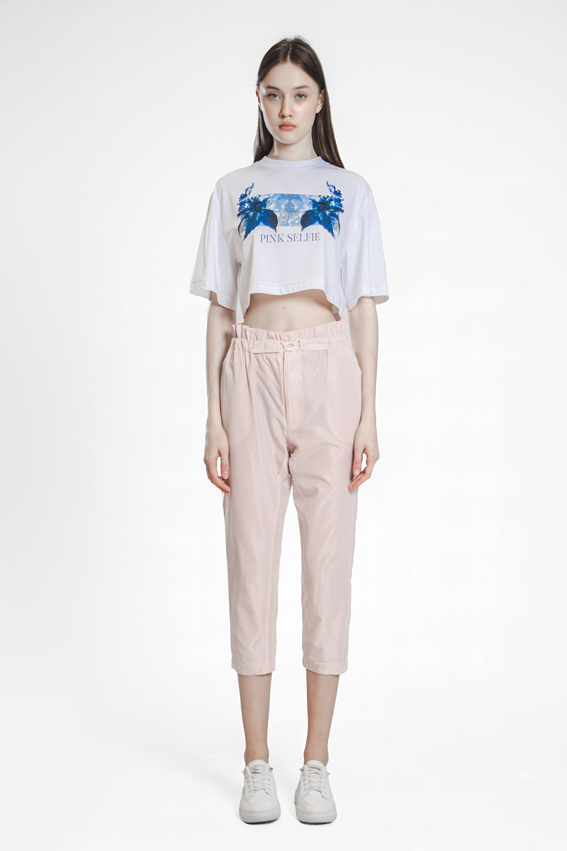 EXTRAORDINARY PINK/FLINT GRAY SLIM-FIT HIGH-WAIST PANTS