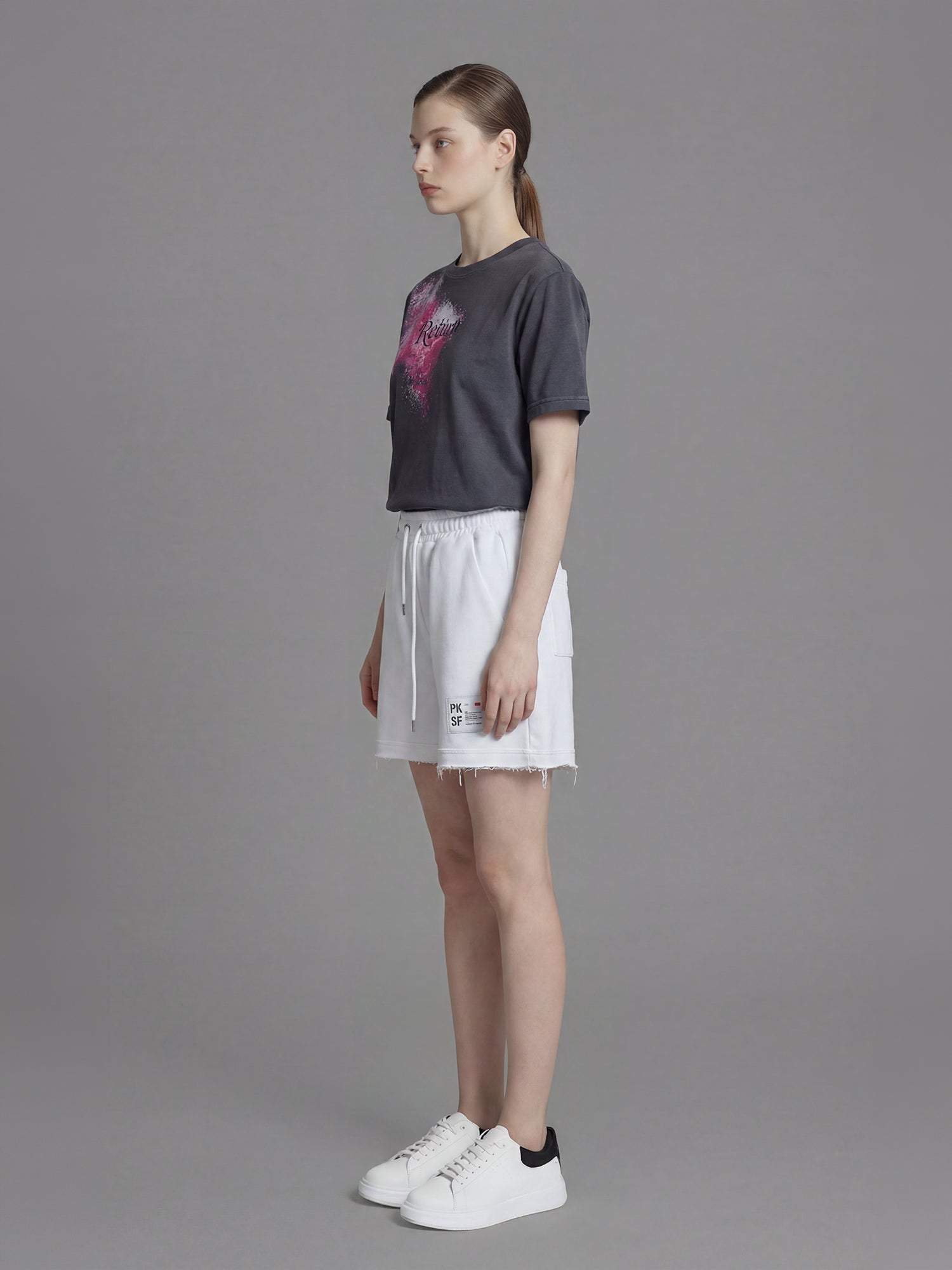 SOFT APRICOT GREY / COOL MIST GREY INKJET PRINT T-SHIRT