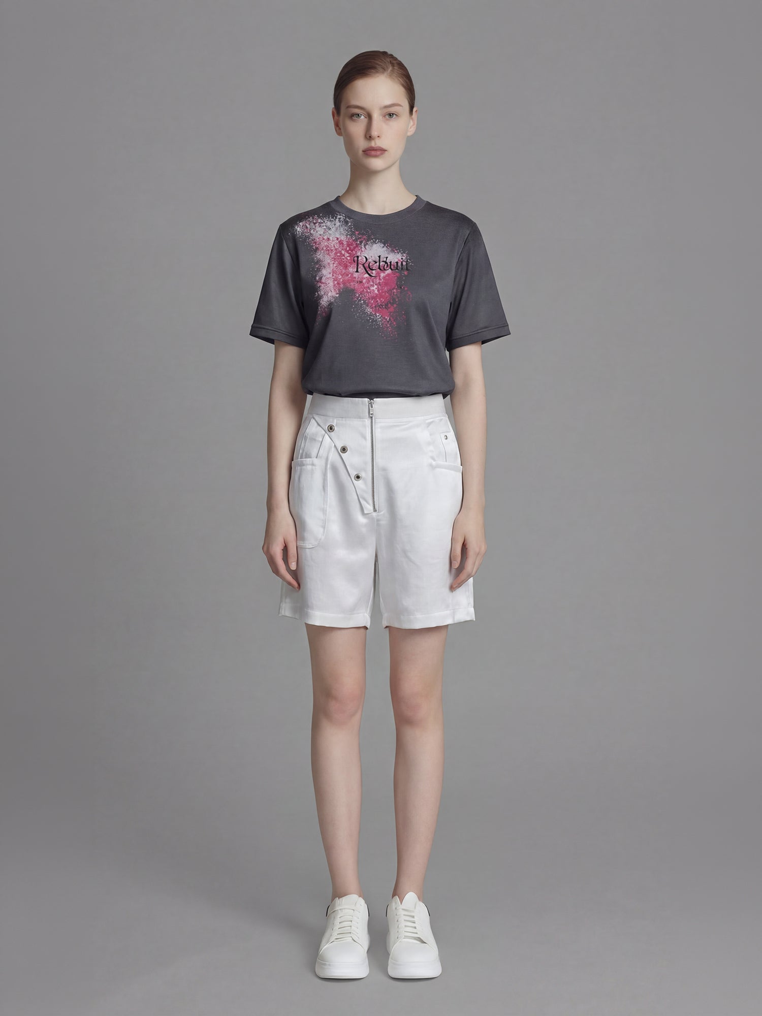 SOFT APRICOT GREY / COOL MIST GREY INKJET PRINT T-SHIRT