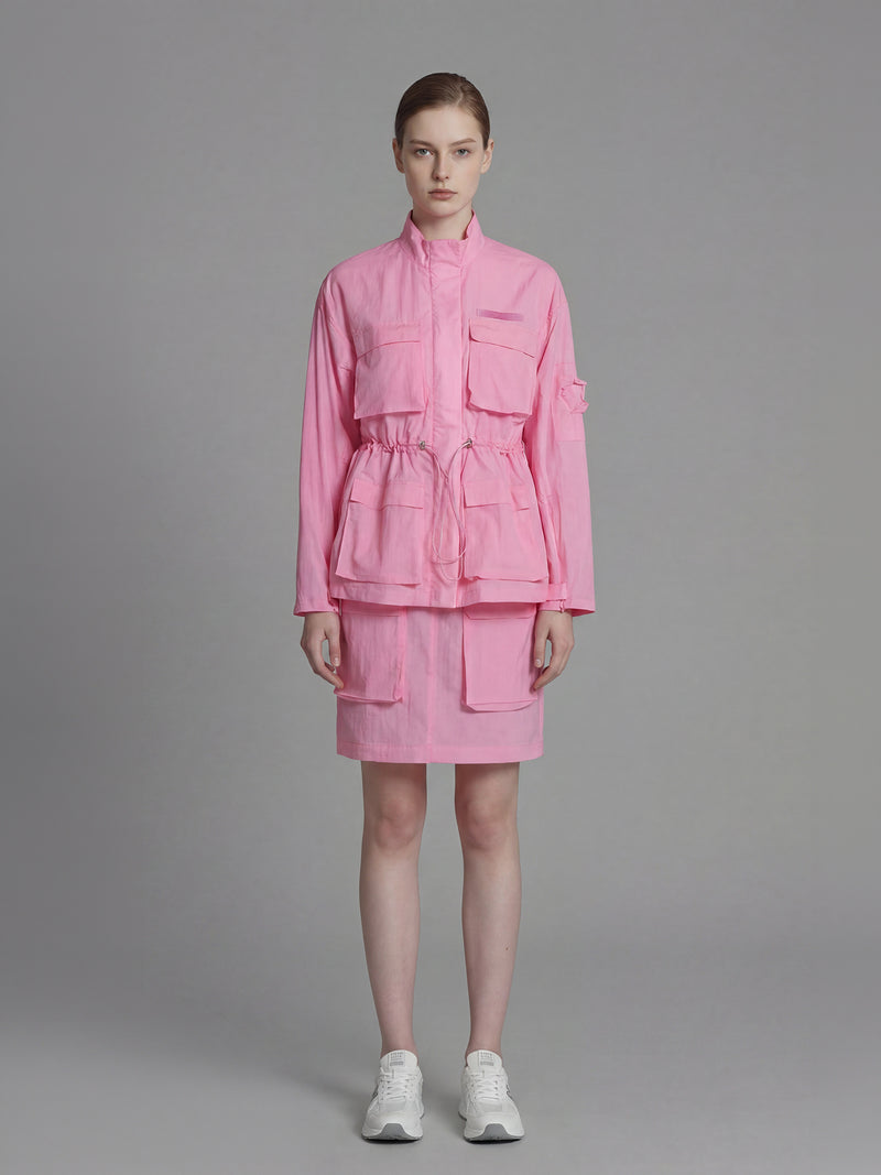 WARM RED / COOL MIST BLUE / COOL LIGHT PINK / COOL MIST GREY UTILITY MIDI SKIRT