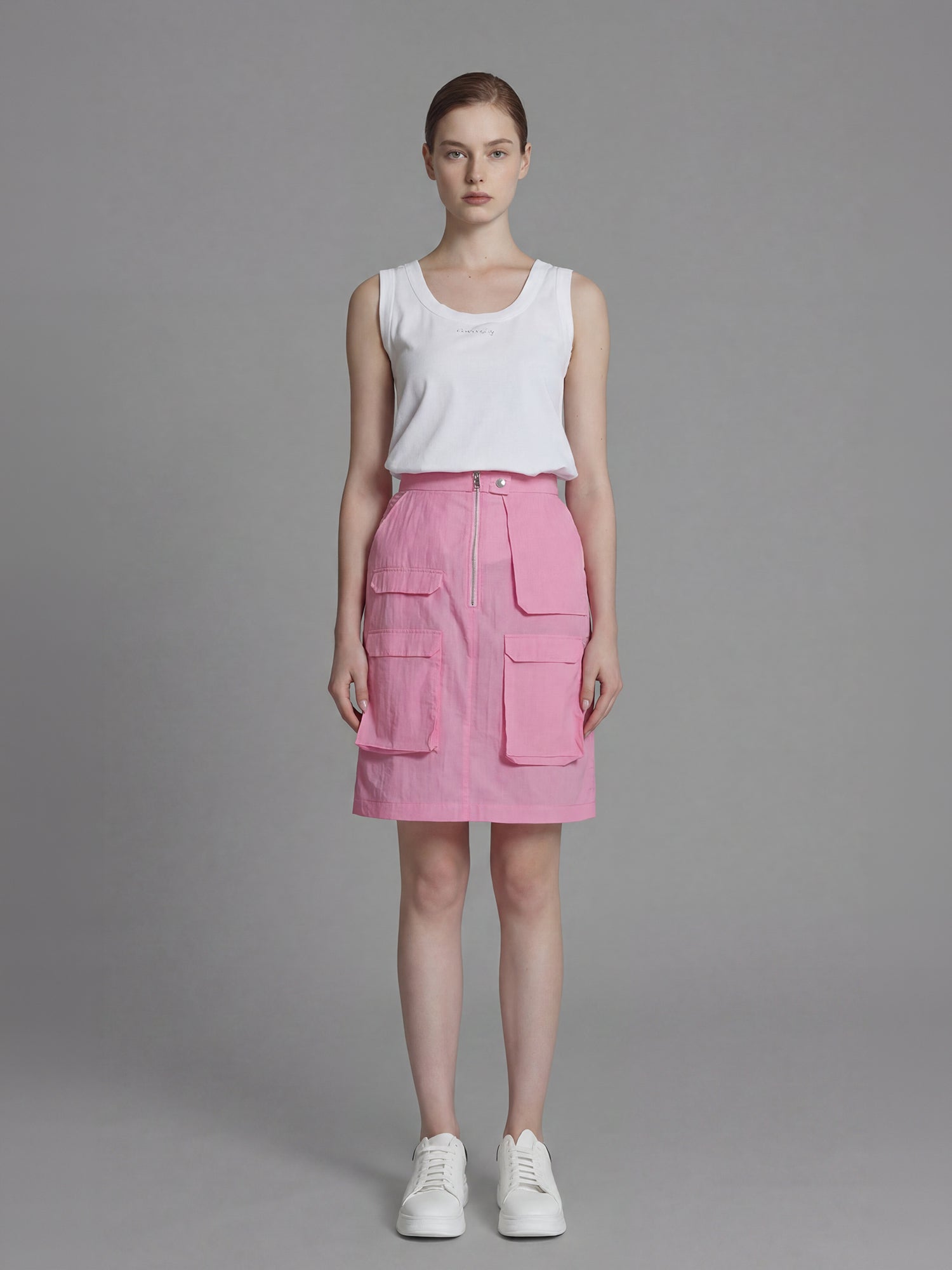 WARM RED / COOL MIST BLUE / COOL LIGHT PINK / COOL MIST GREY UTILITY MIDI SKIRT