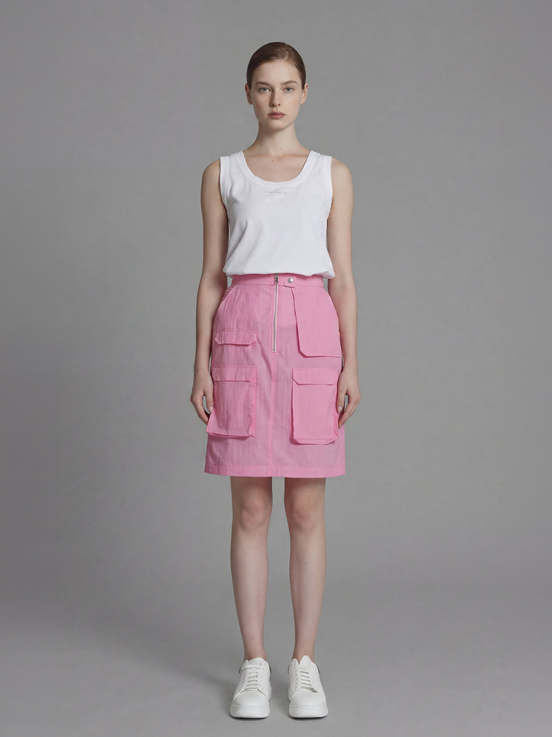 WARM RED / COOL MIST BLUE / COOL LIGHT PINK / COOL MIST GREY UTILITY MIDI SKIRT