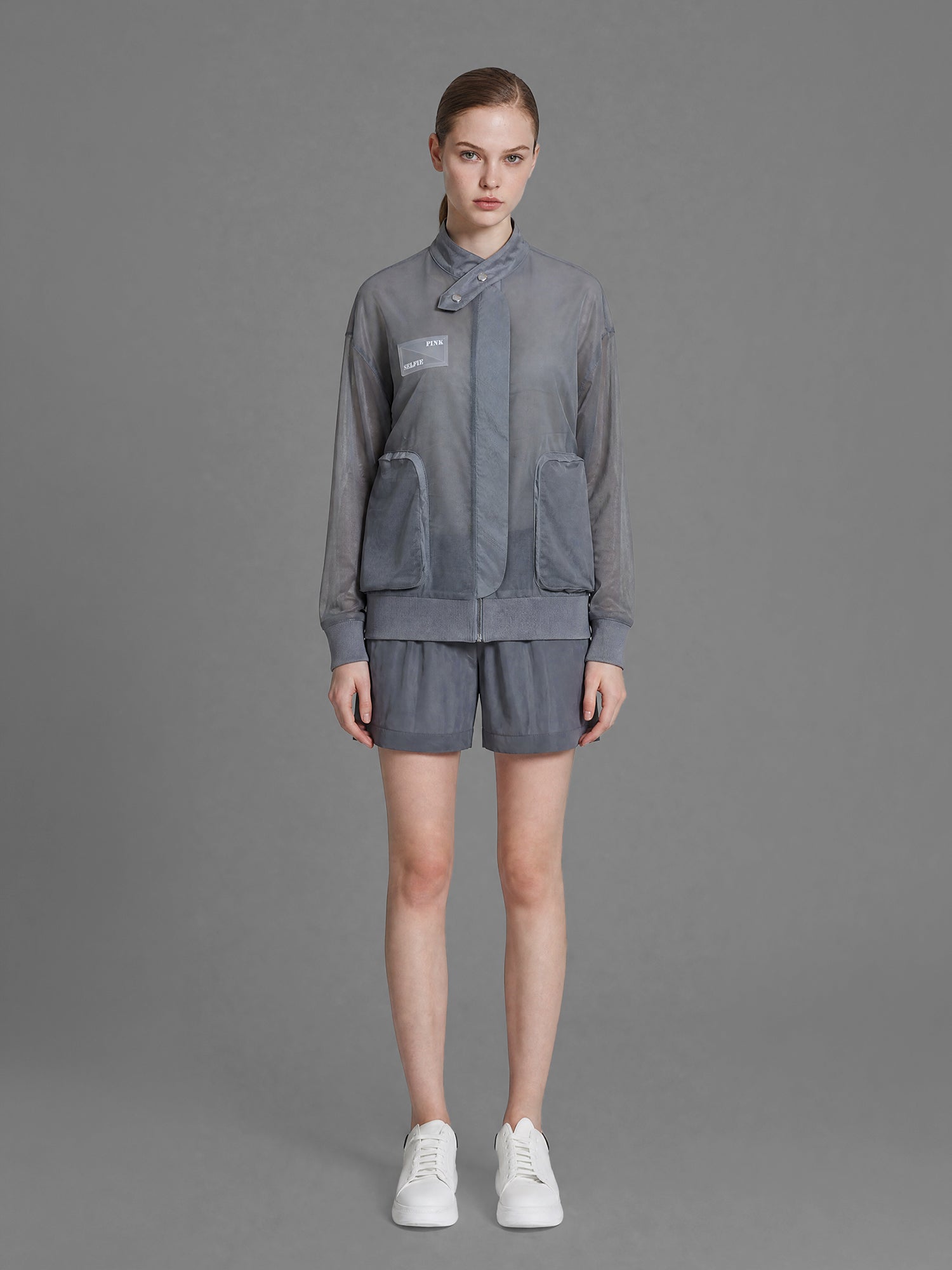 CLASSIC BLACK/MIDNIGHT GRAY MESH OVERSIZED UTILITY JACKET