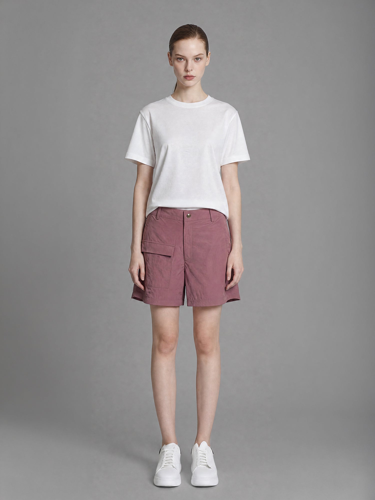 DEEP BROWN/DESERT PINK TRENCH SHORTS