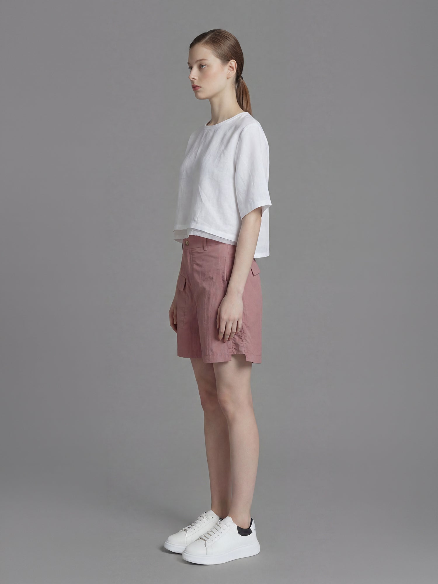 DEEP BROWN/DESERT PINK TRENCH SHORTS