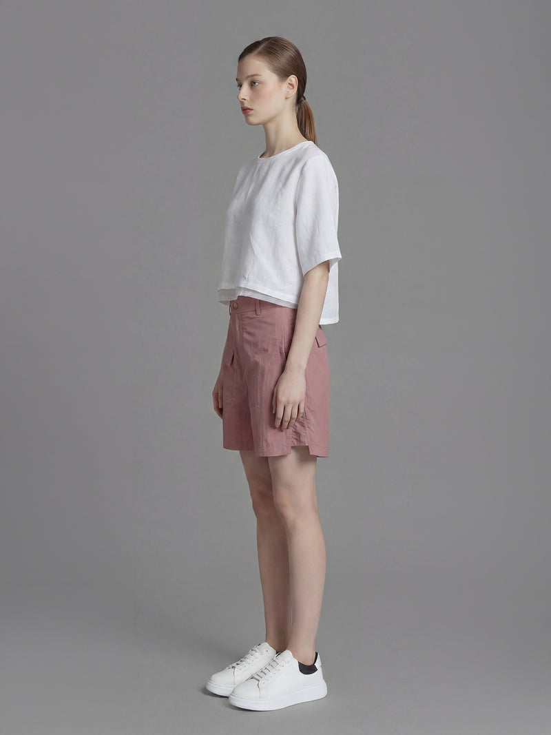 DEEP BROWN/DESERT PINK TRENCH SHORTS