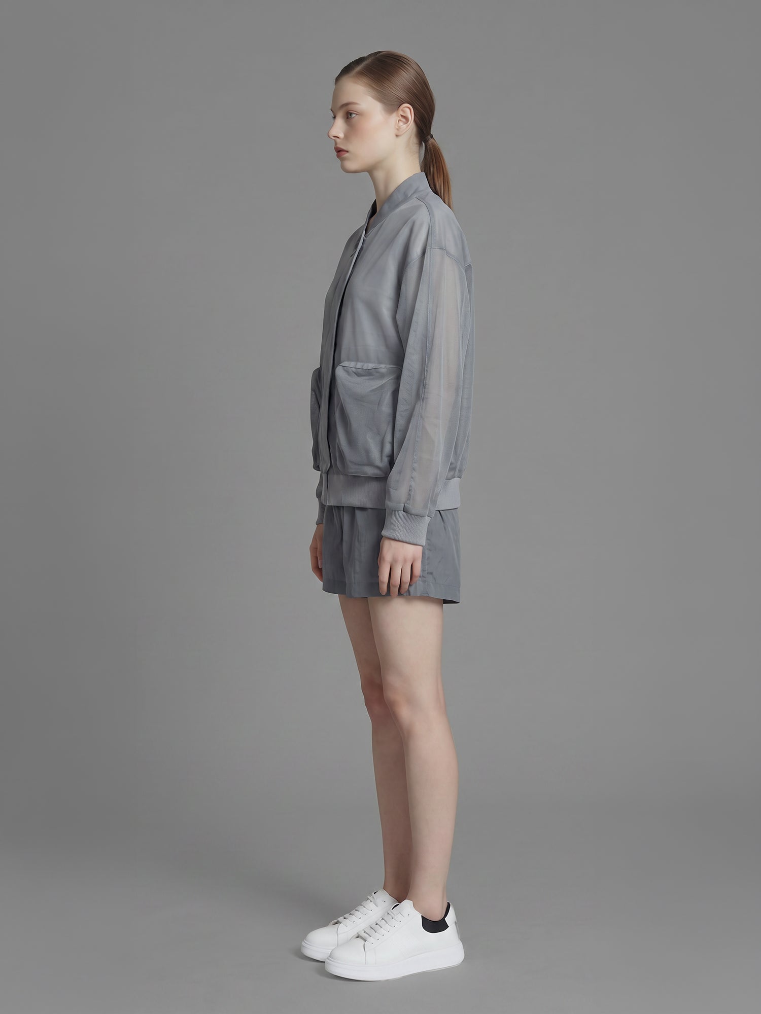 CLASSIC BLACK/MIDNIGHT GRAY MESH OVERSIZED UTILITY JACKET