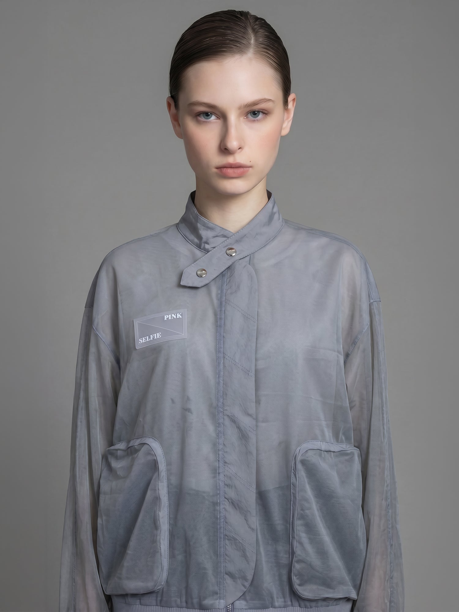 CLASSIC BLACK/MIDNIGHT GRAY MESH OVERSIZED UTILITY JACKET