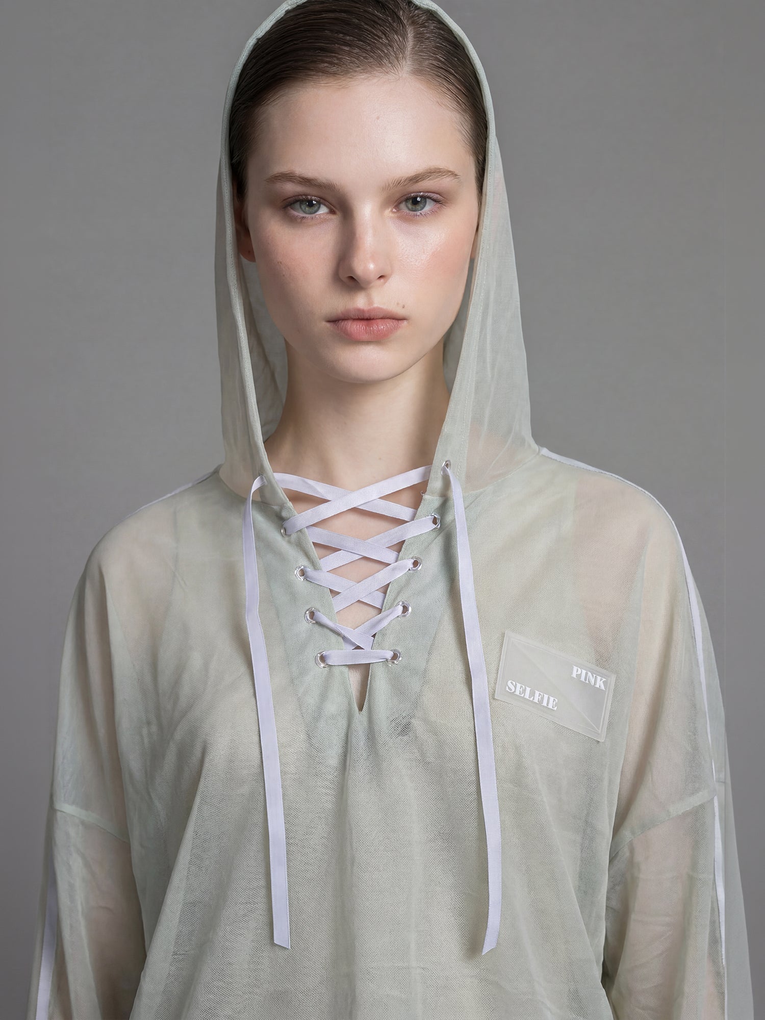 CLASSIC BLACK/MIDNIGHT GRAY MESH HOODED LONG-SLEEVE T-SHIRT