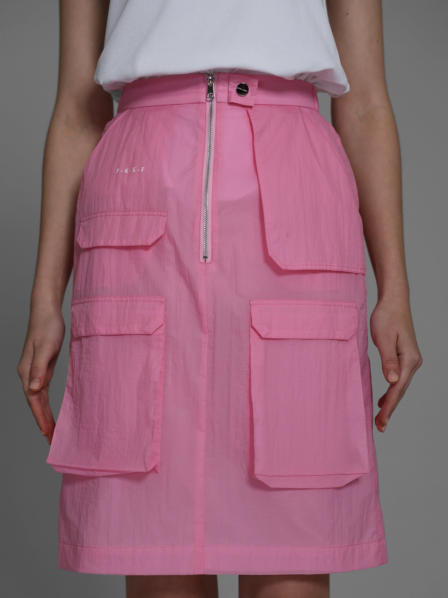 WARM RED / COOL MIST BLUE / COOL LIGHT PINK / COOL MIST GREY UTILITY MIDI SKIRT