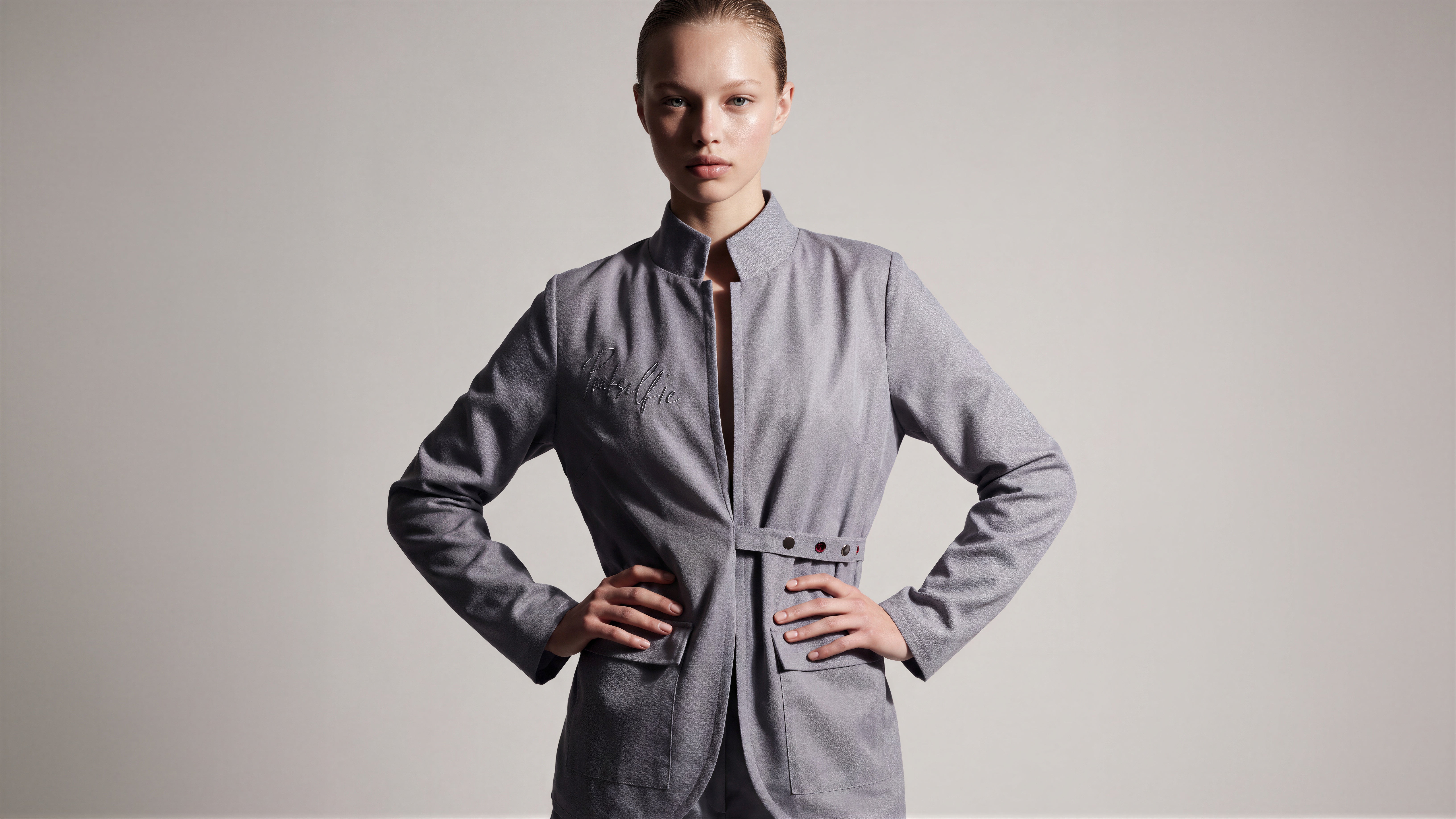 COOL MIST GREY / DEEP CHOCOLATE BROWN MESH BLAZER