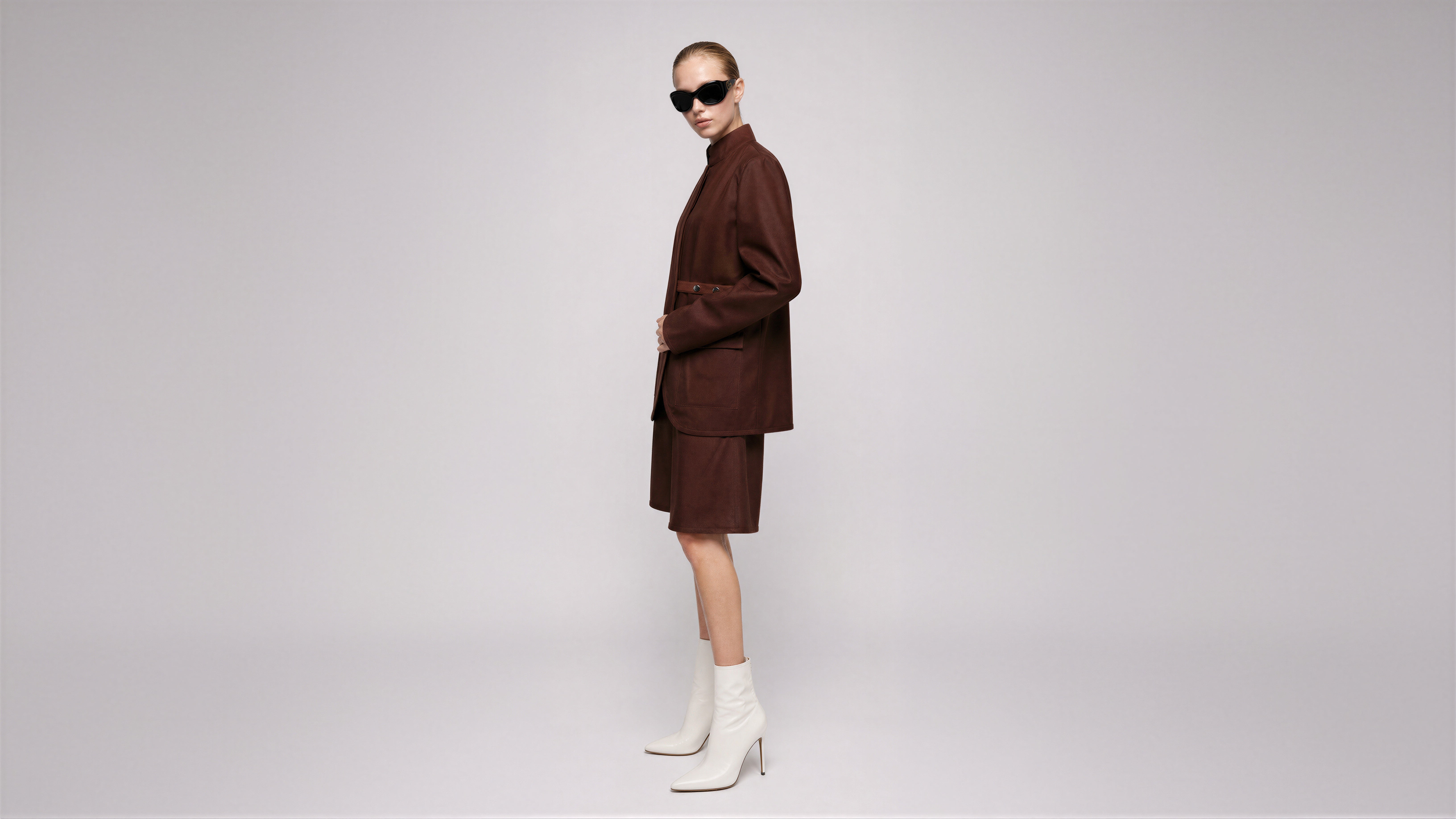 COOL MIST GREY / DEEP CHOCOLATE BROWN MESH BLAZER