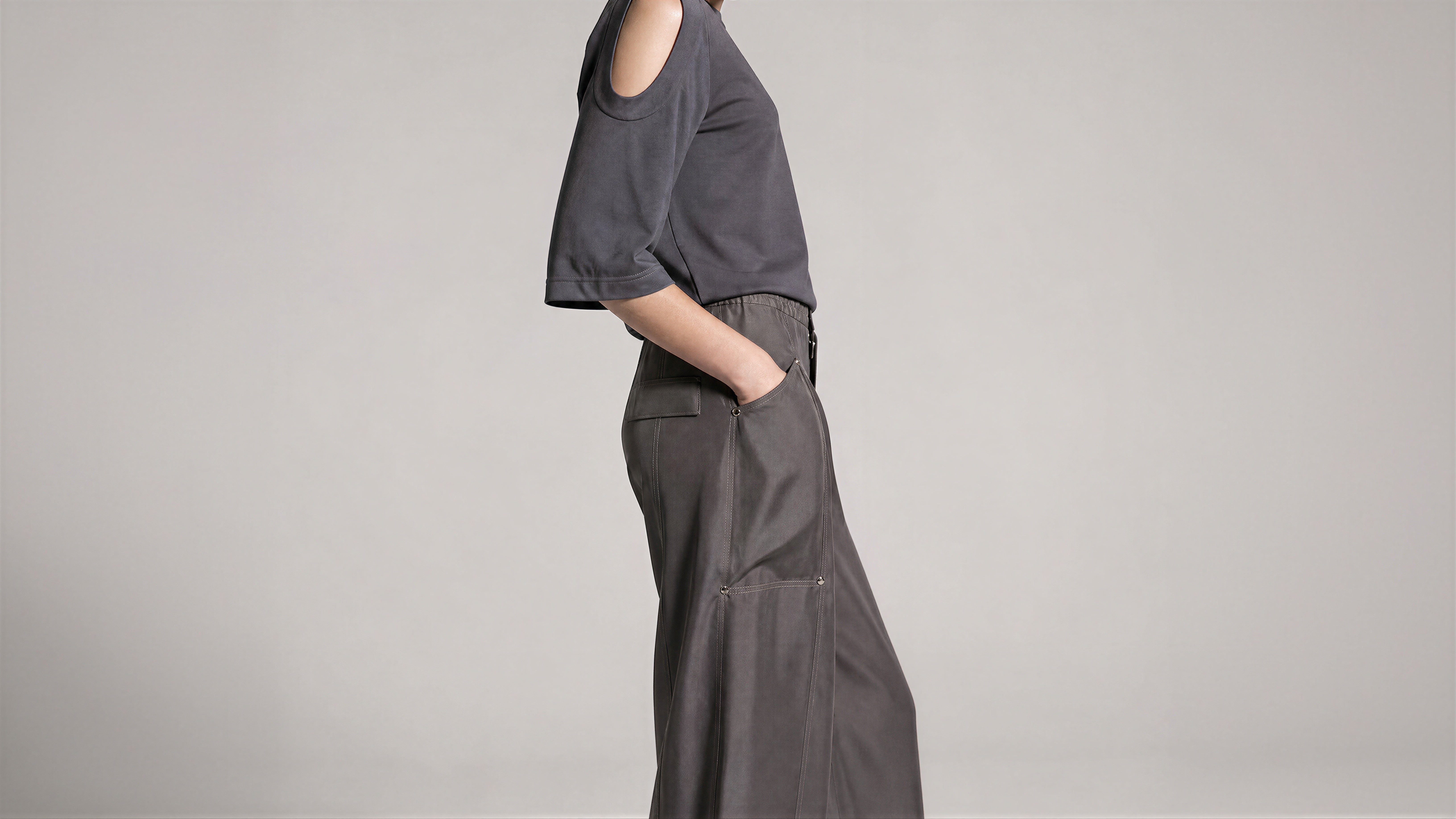 MIDNIGHT BLUE / COOL ROCK GREY TWILL CASUAL PANTS