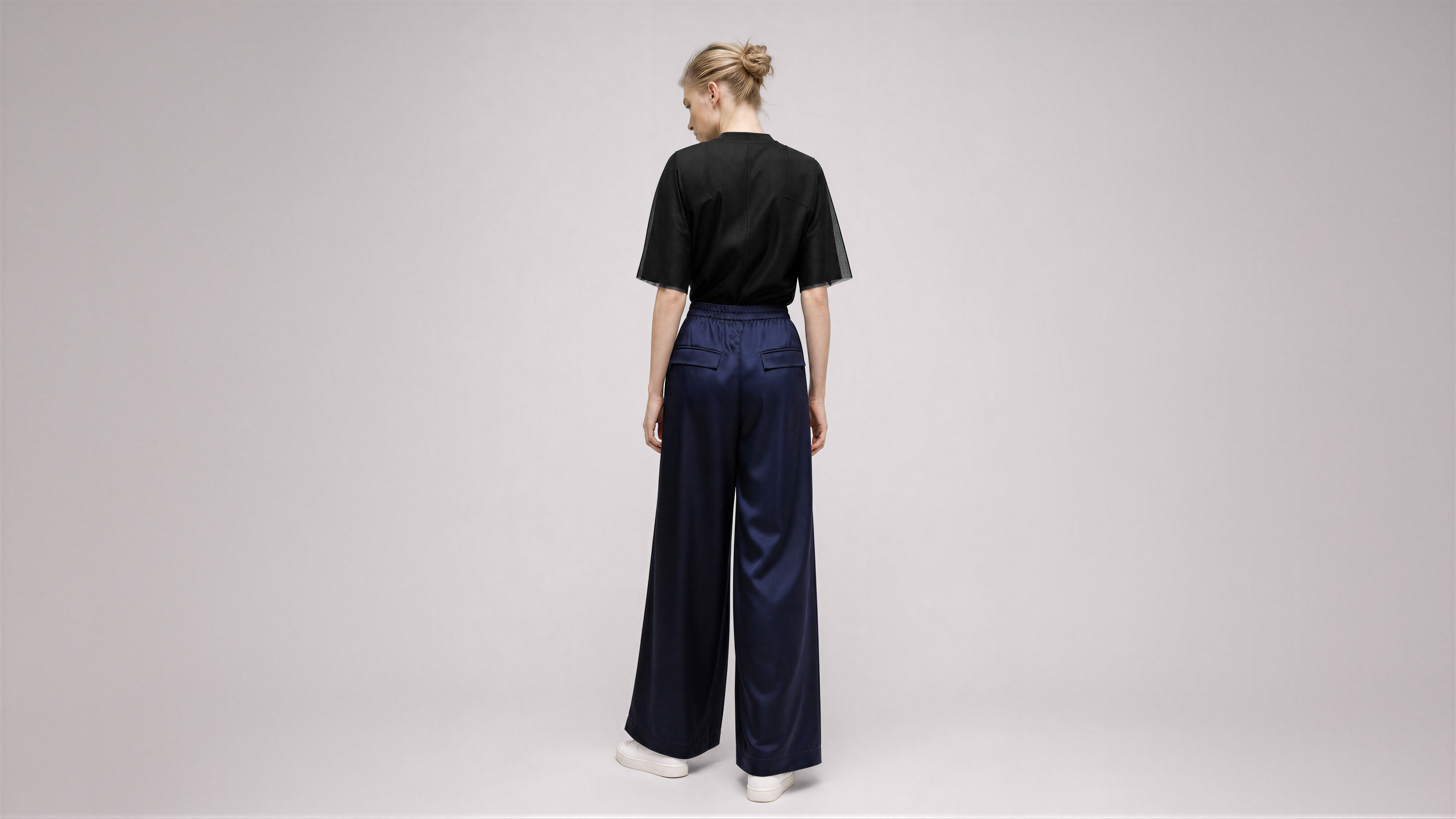 MIDNIGHT BLUE / COOL ROCK GREY TWILL CASUAL PANTS
