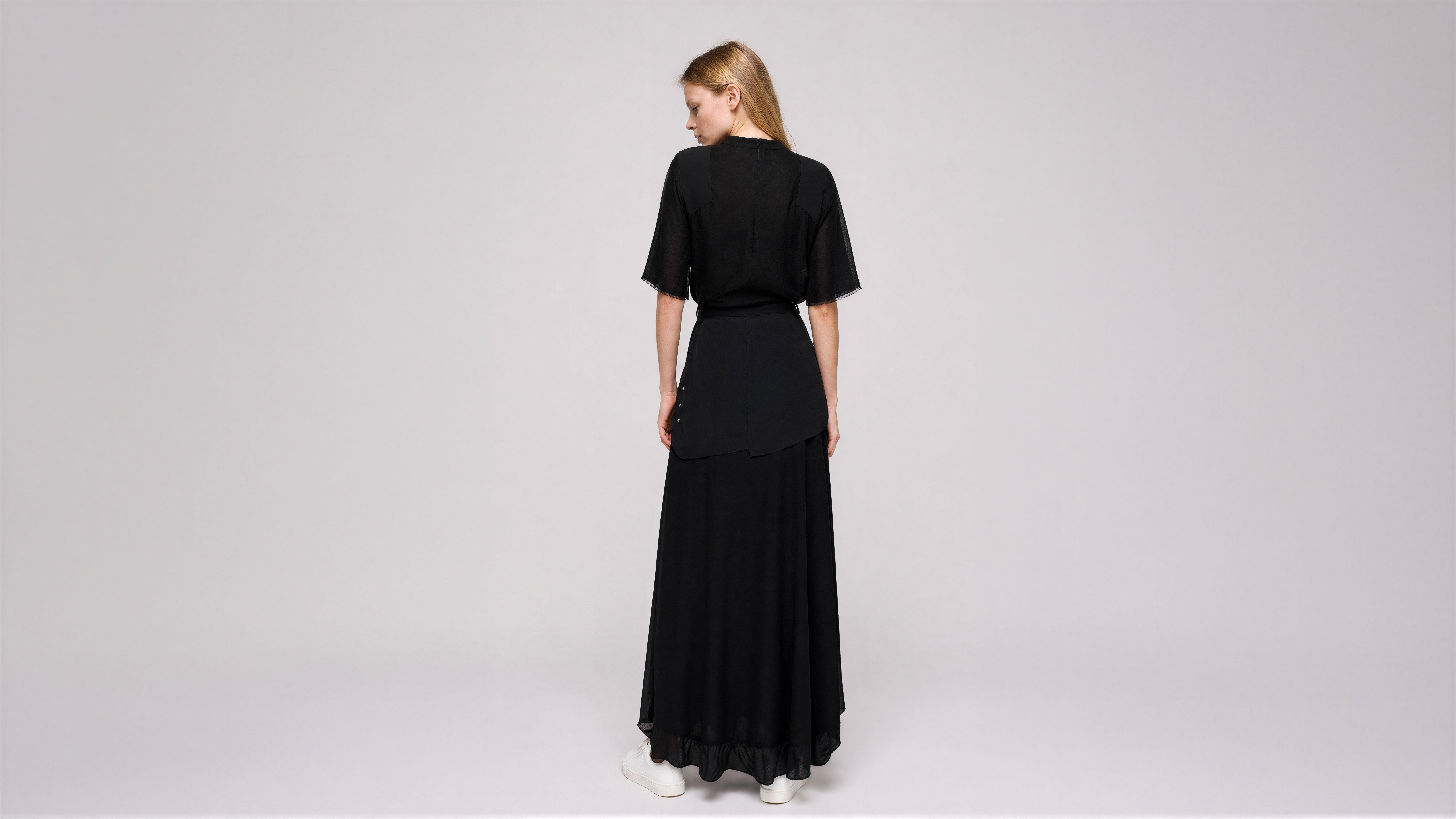 MISTY PINK / STARLIGHT BLACK CASUAL BUBBLE MAXI SKIRT