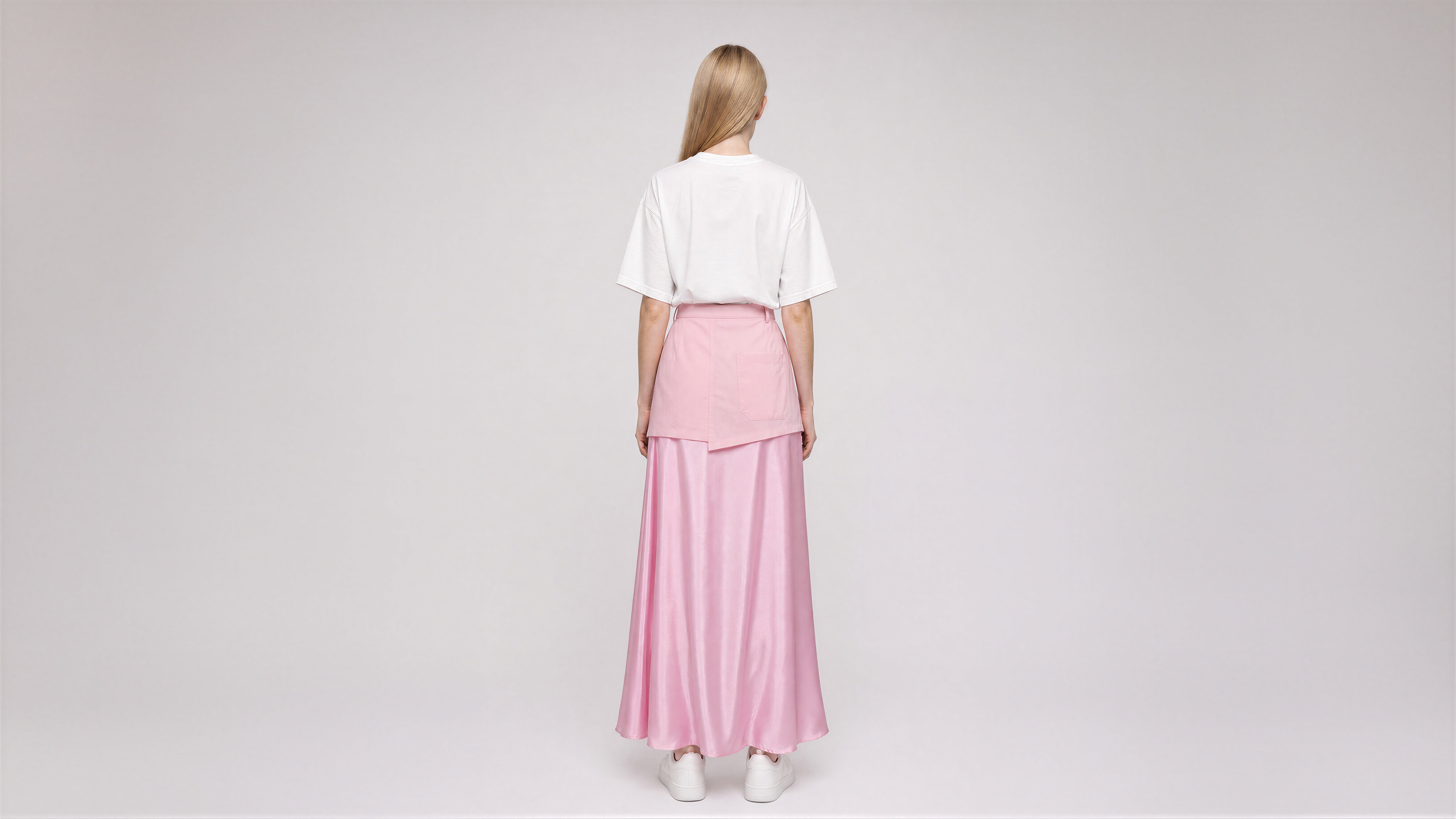 MISTY PINK / STARLIGHT BLACK CASUAL BUBBLE MAXI SKIRT