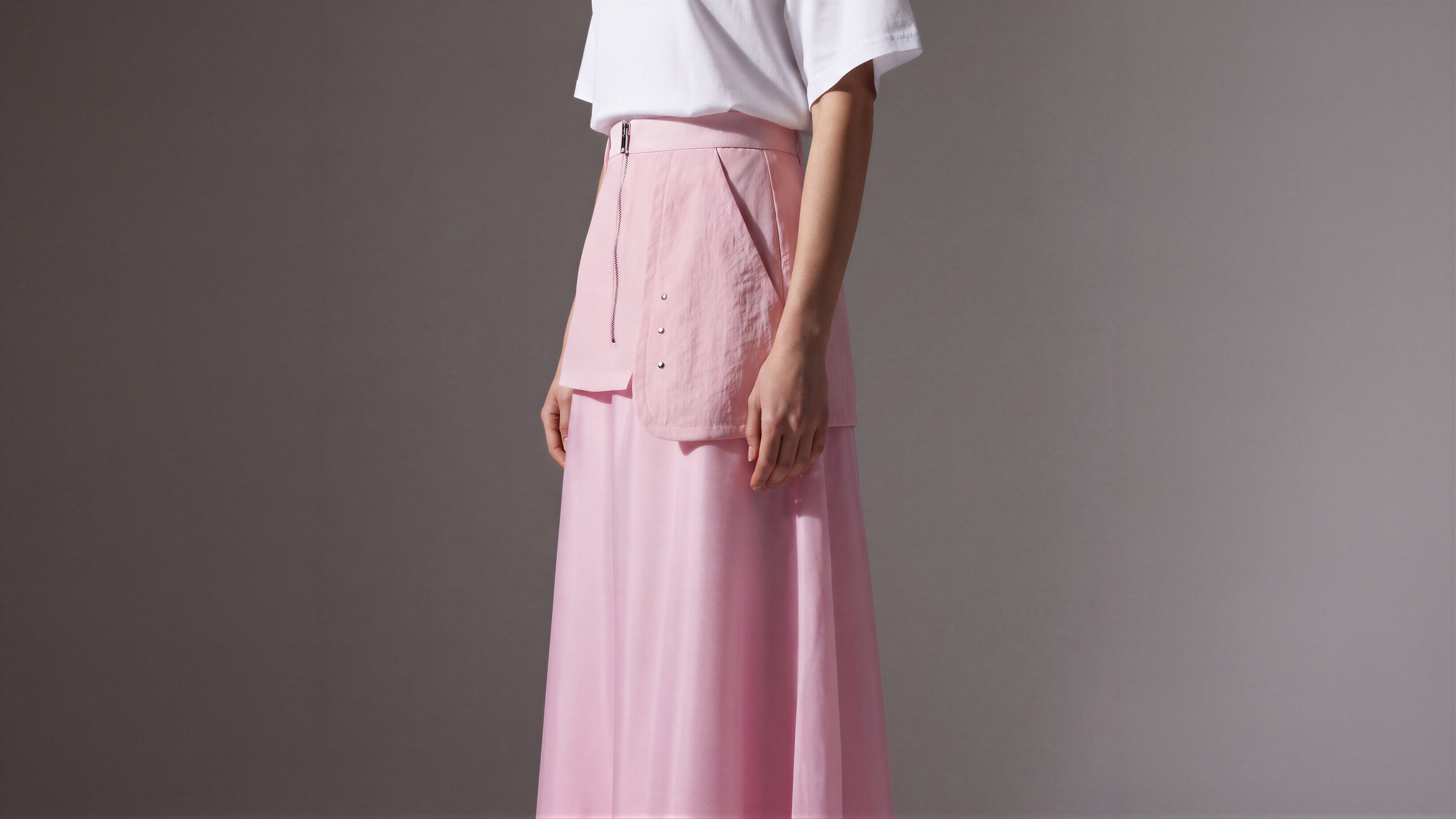 MISTY PINK / STARLIGHT BLACK CASUAL BUBBLE MAXI SKIRT