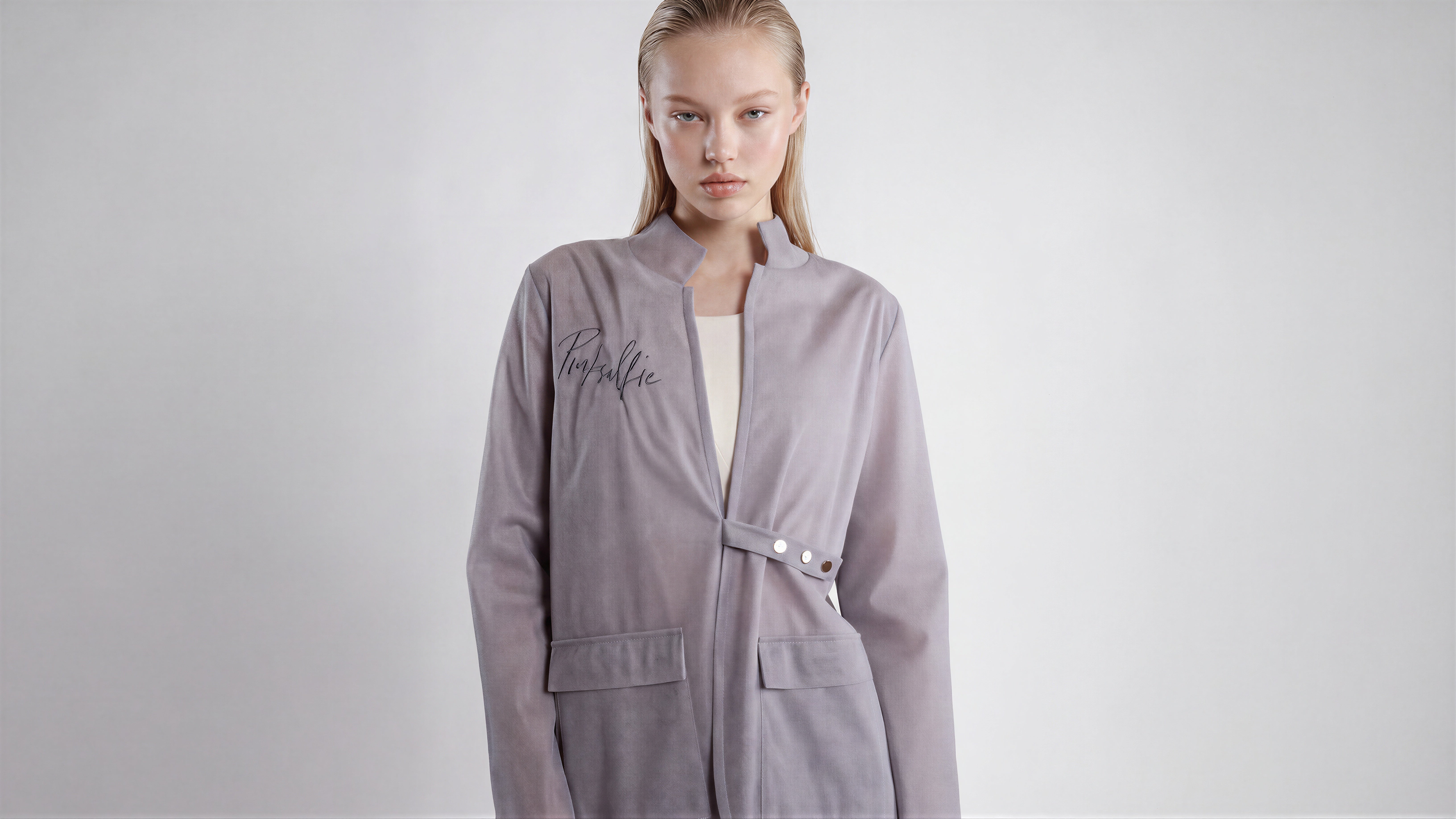 COOL MIST GREY / DEEP CHOCOLATE BROWN MESH BLAZER