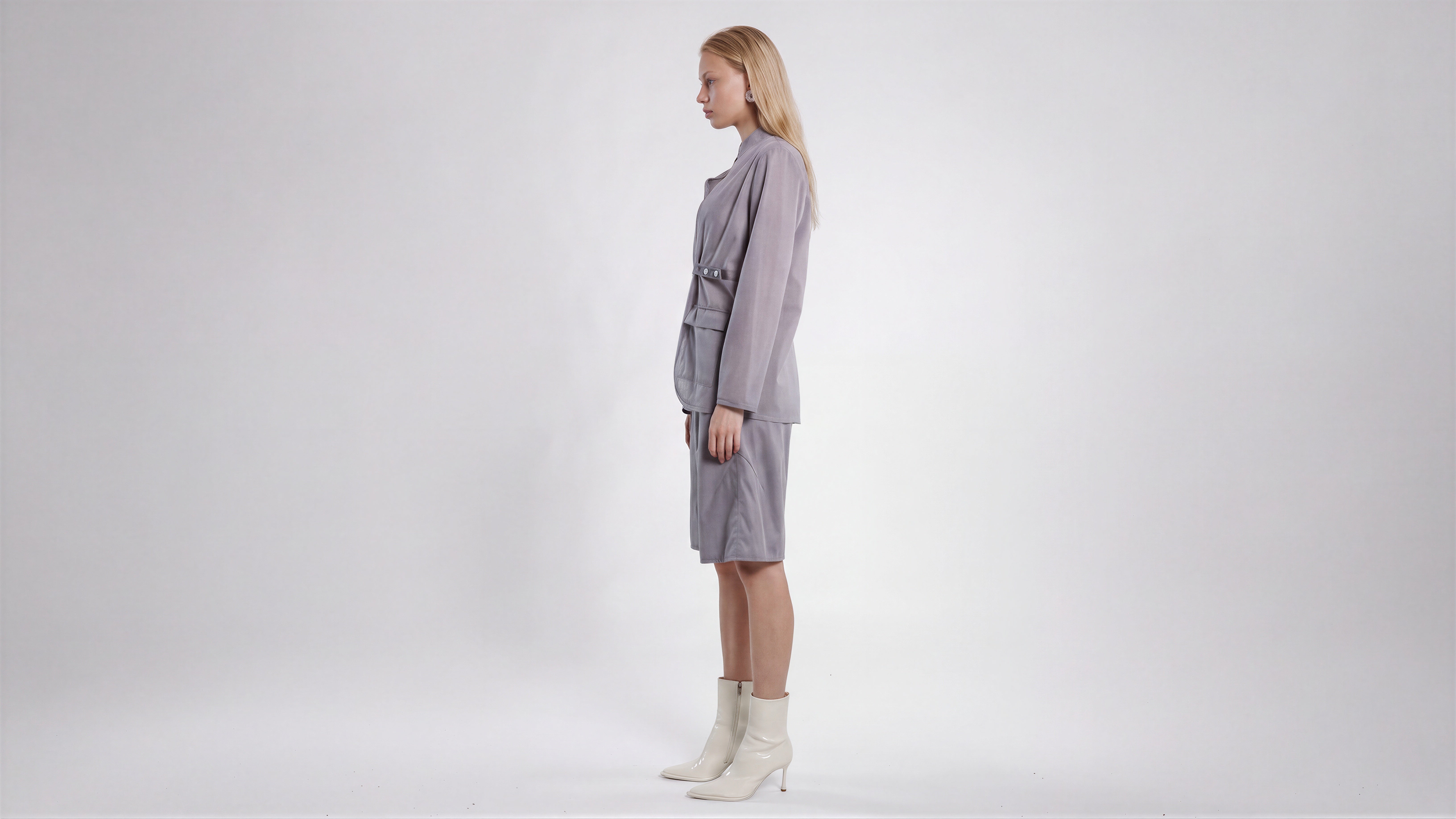 COOL MIST GREY / DEEP CHOCOLATE BROWN MESH BLAZER