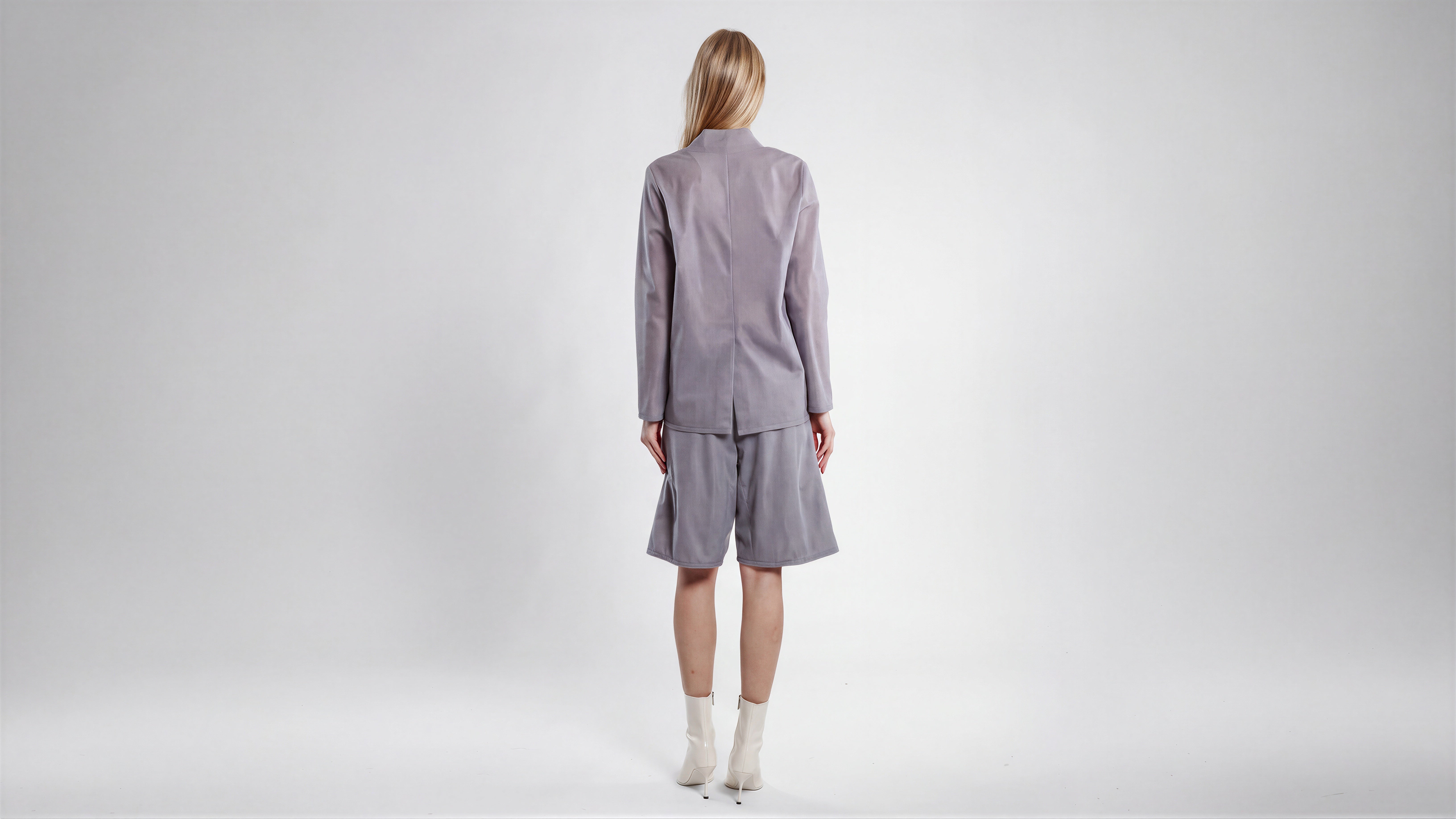COOL MIST GREY / DEEP CHOCOLATE BROWN MESH BLAZER